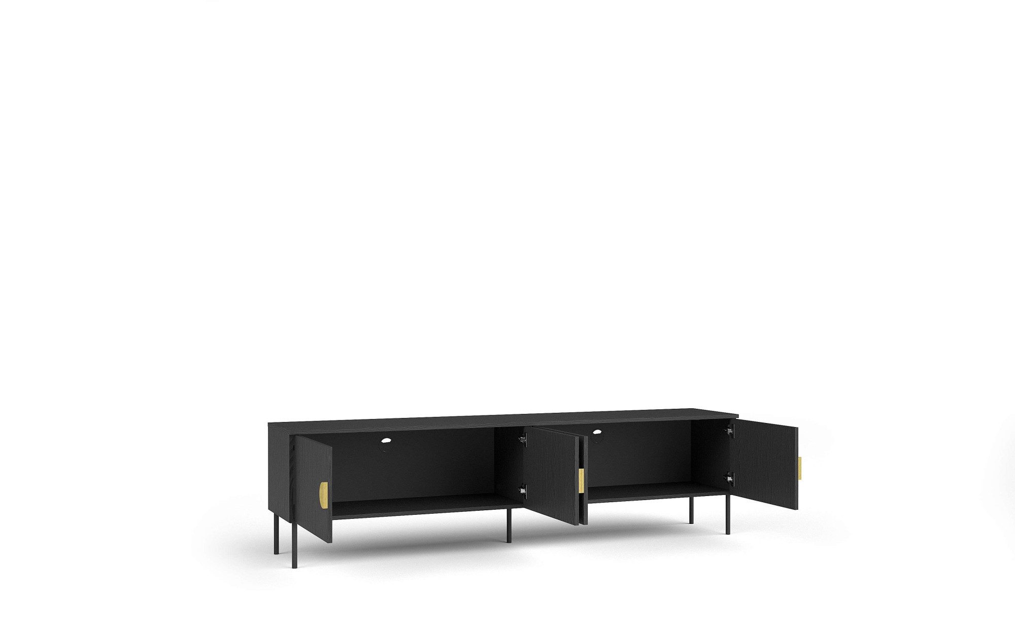 Home affaire Lowboard BELLOT TV-Schrank mit 2 Türen, Maße B/T/H: 160/40/53,6 cm (1 St), schwarze Farbe, mit holzähnlicher Struktur – Bild 4 von 5
