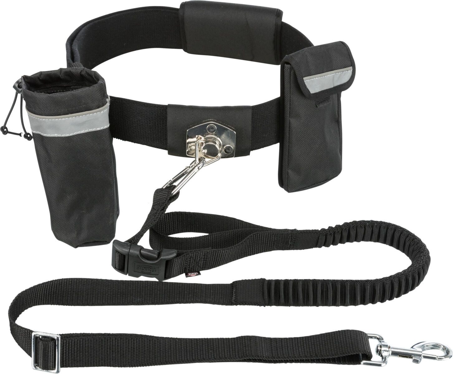 TRIXIE Joggingleine Bauchgurt mit Leine - schwarz/grafit - Gurt: 60–120 cm/50 mm, Leine: