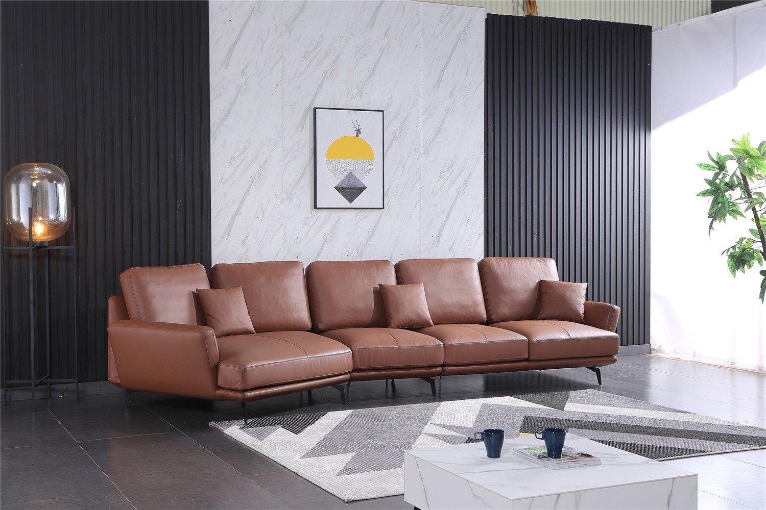 JVmoebel Ecksofa, Ledersofa Wohnlandschaft Ecksofa L-Form Ecke Set Garnitur Modern Sofa Braun