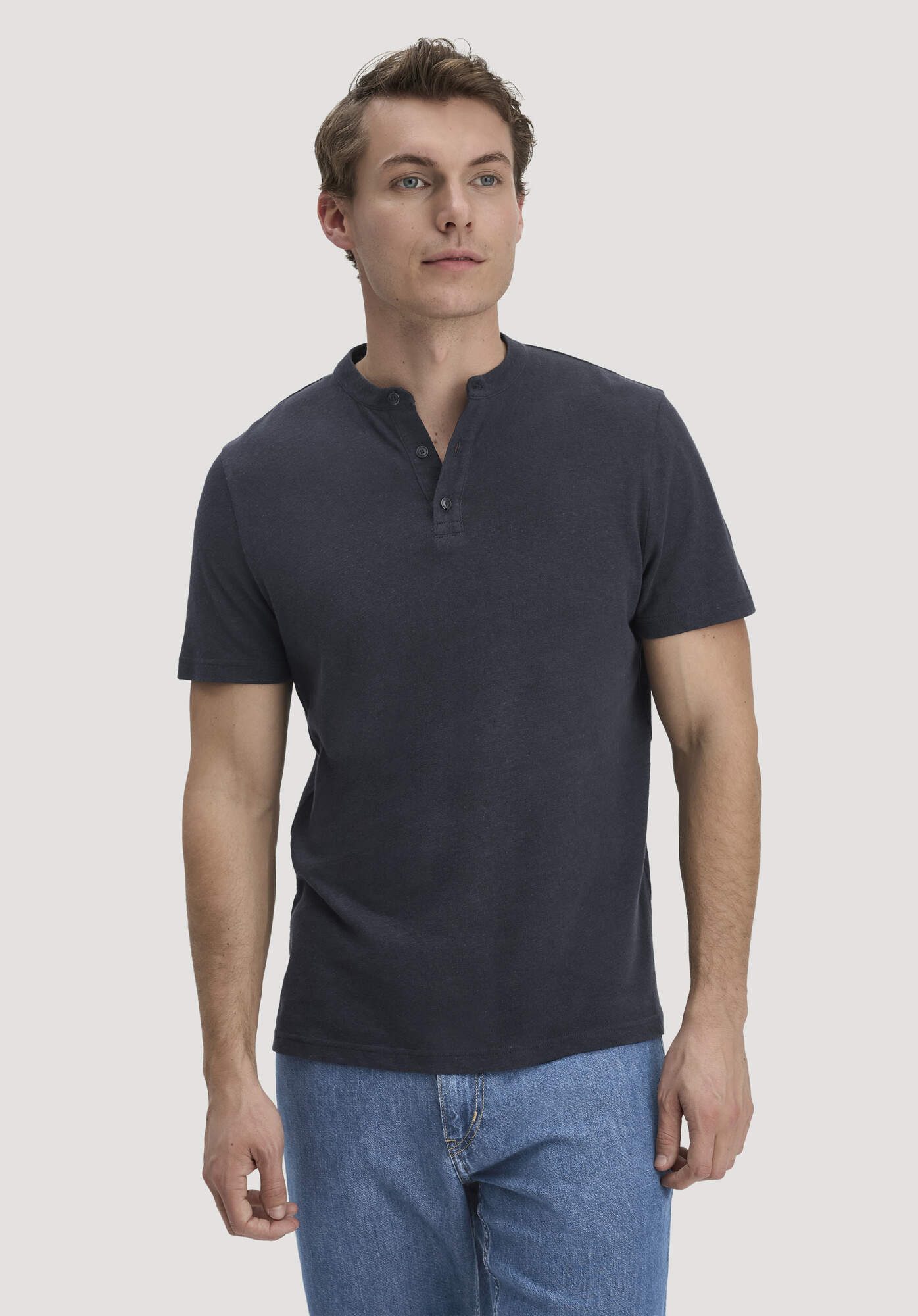 Hessnatur T-Shirt aus Bio-Baumwolle und Leinen (1-tlg)