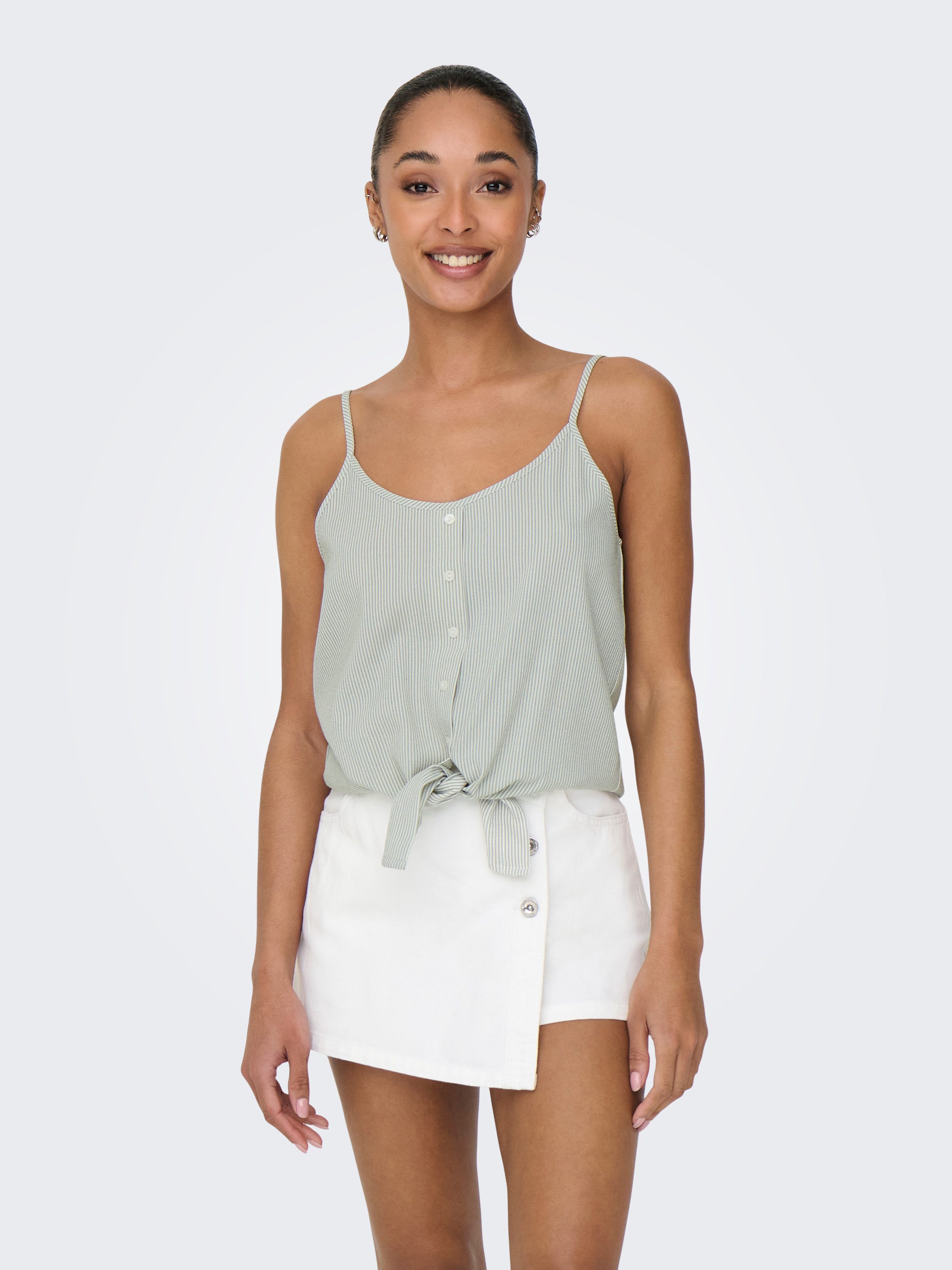 ONLY Trägertop ONLLECEY SL KNOT SINGLET NOOS WVN Materialmix, regular fit