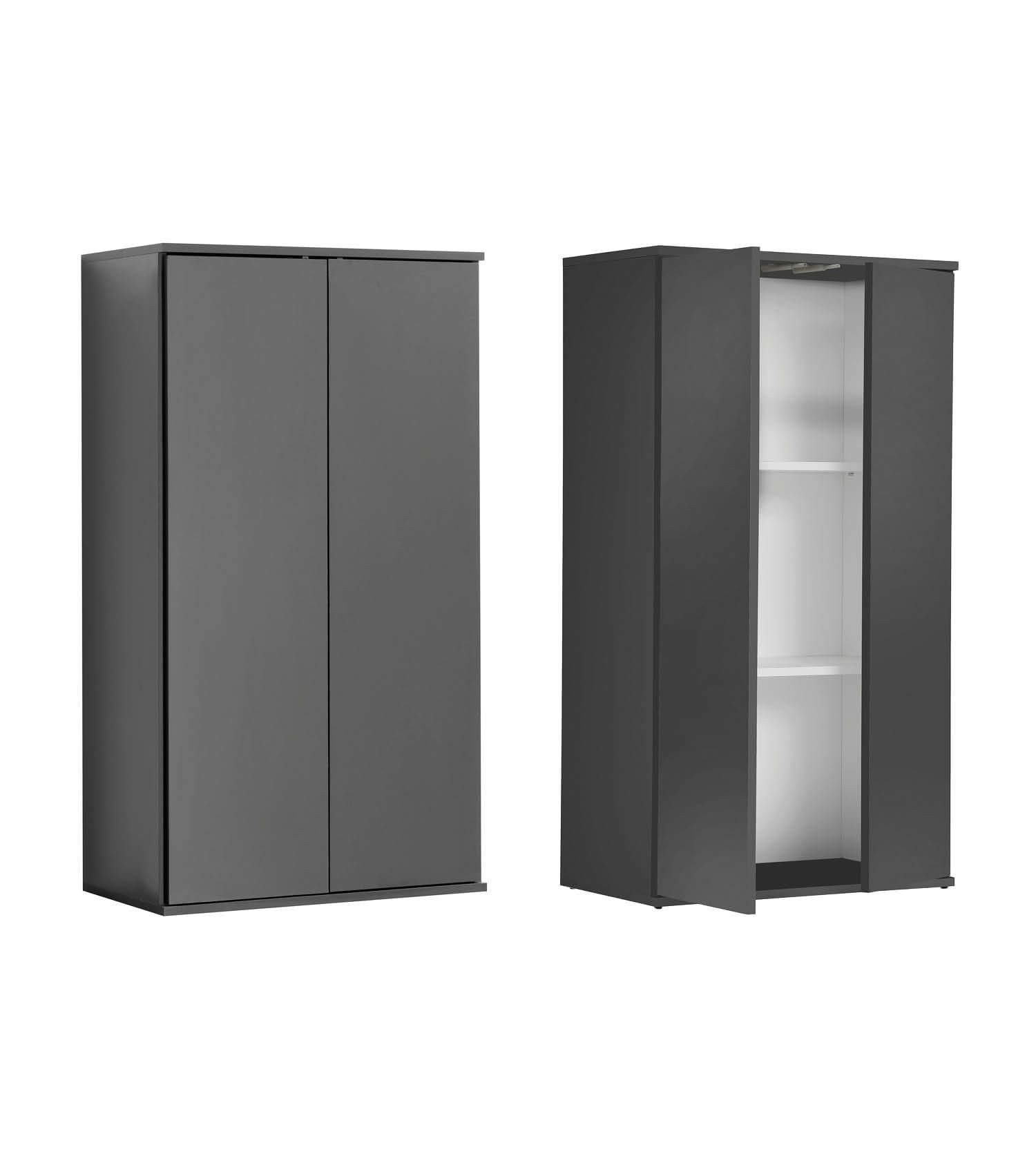 mokebo Mehrzweckschrank Der Schlanke (60x110 cm, mit 2 Einlegeböden) mit Spiegeltüren, Schrank oder Garderobenschrank mit Spiegel in Weiß
