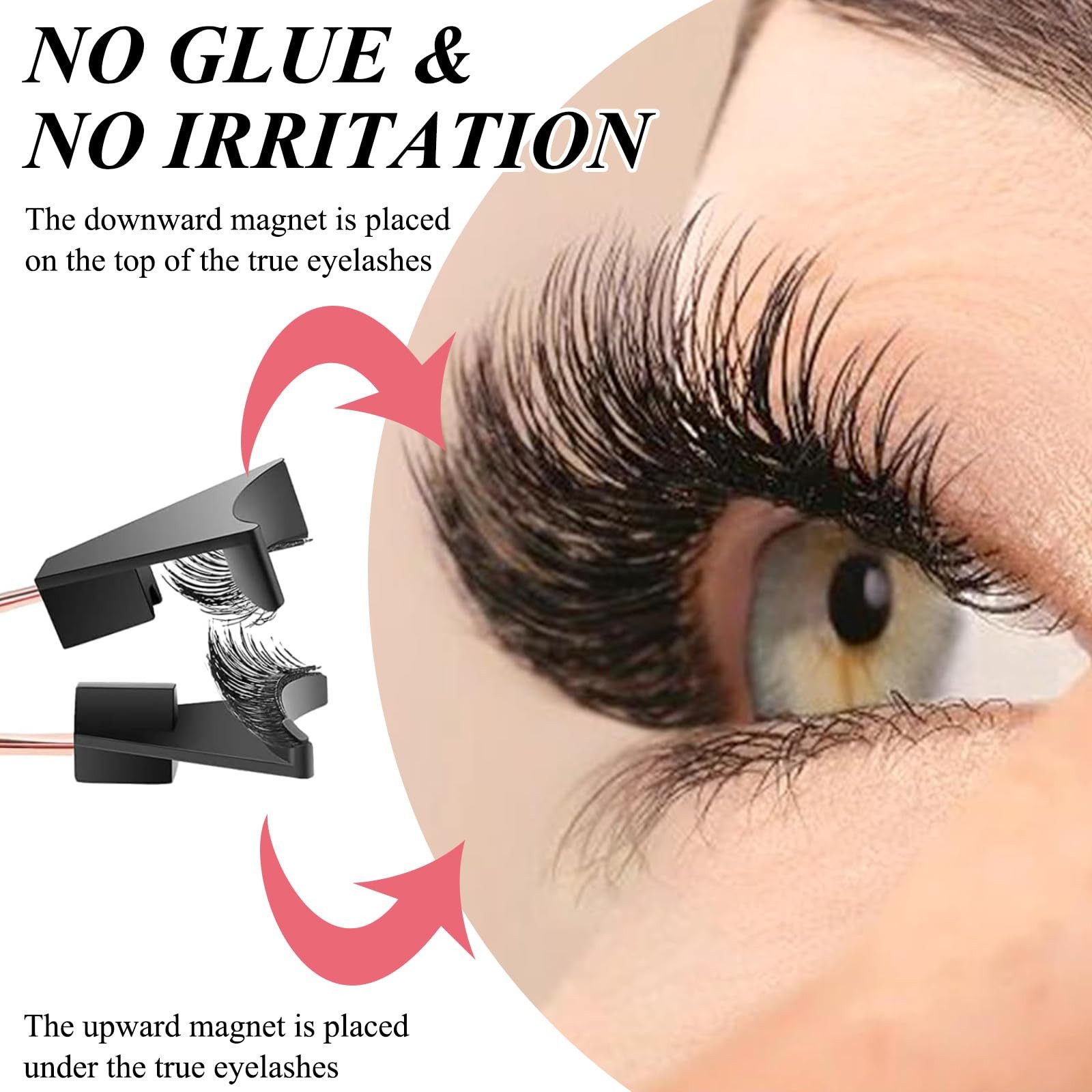 MOPUEA Magnetwimpern Magnetische Wimpern 3D wasserdicht wiederverwendbar mit Clip 3 Stile, Magnetische Wimpern Set mit Applikator, Magnetisch wiederverwendbar leicht ohne Kleber hautfreundlich