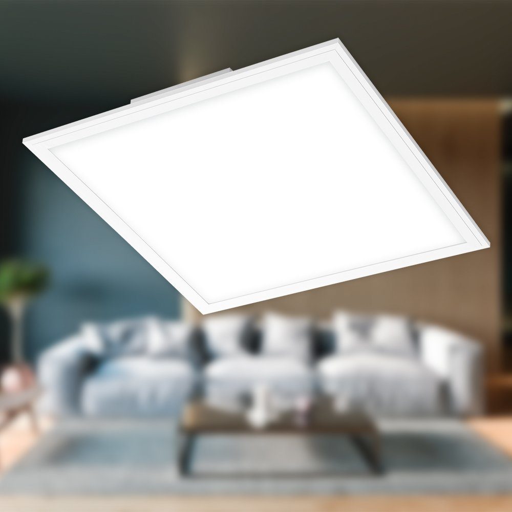 Briloner Deckenlampe, LED Panel Weiß, 44,5x44,5x6cm, 22W, Neutralweiß, fest verbaut, Schlafzimmer, Flur ultraflach, Wohnzimmer, LED Leuchten 7178-016,