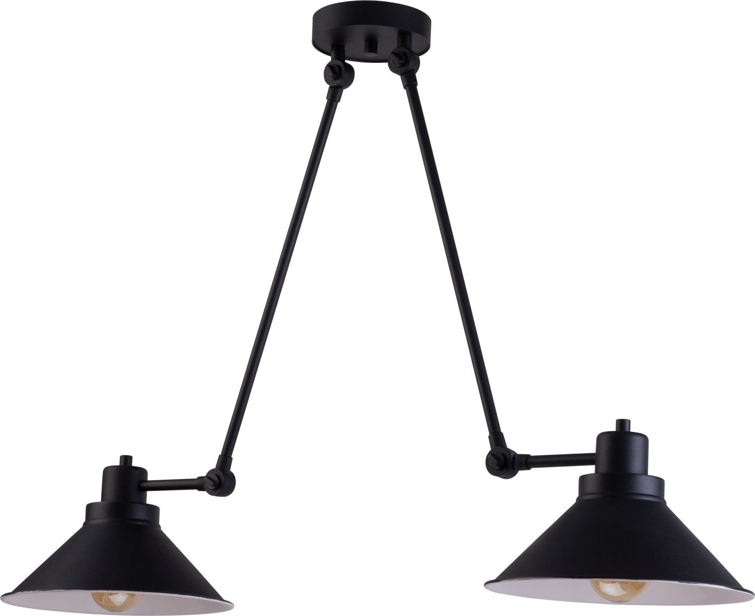 Licht-Erlebnisse Deckenleuchte Leuchtmittel, Schwarz E27 Industrial 2-flammig Esstisch SIMONA, Deckenlampe Metall ohne
