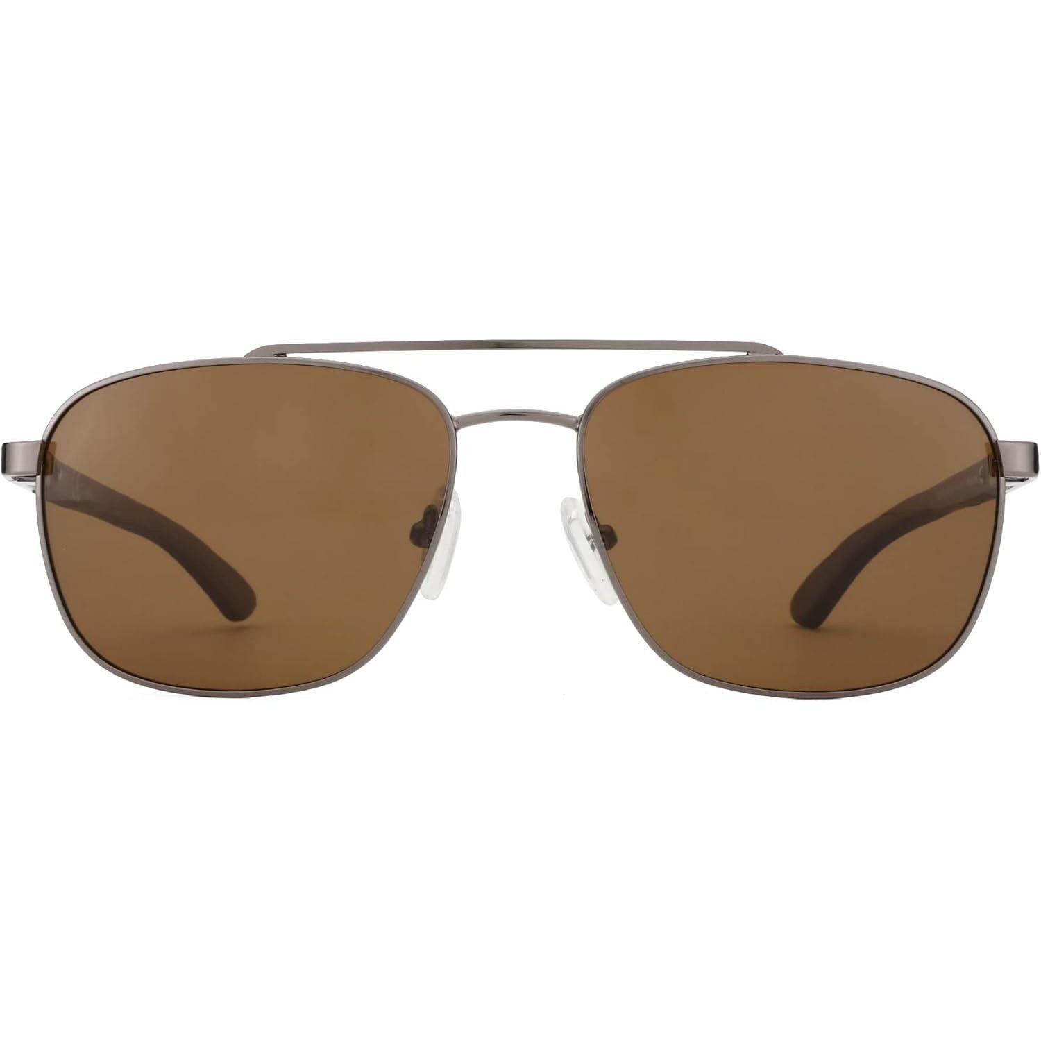 LuxusKollektion Retrosonnenbrille Sonnenbrille Polarisiert Pilotenbrille Holz Braun Rahmen Braun Linse