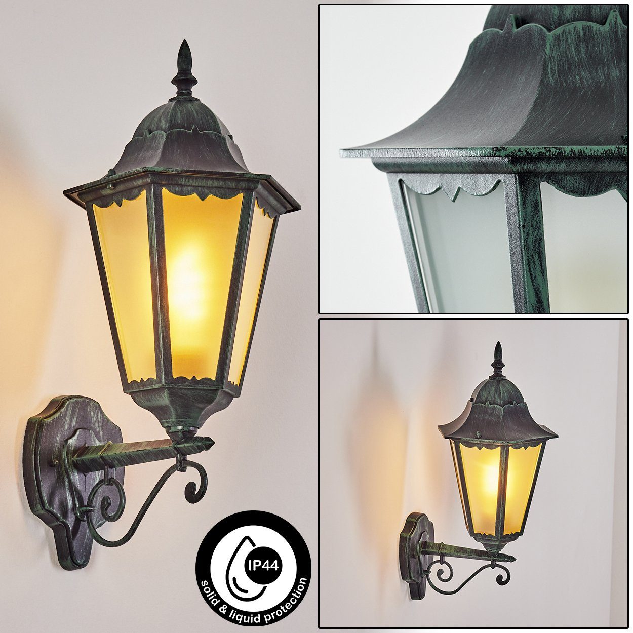 hofstein Außen-Wandleuchte Wandlampe aufwärts in antikem Look aus Metall/Gl günstig online kaufen