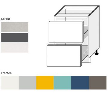Feldmann-Wohnen Unterschrank Napoli (Napoli, 1-St) 60cm Front- und Korpusfarbe wählbar mit 2 Schubladen (Vollauszug)