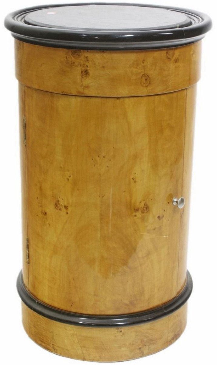 Barschrank Art Deco Barschrank Vogelaugenahorn Hellbraun / Schwarz Ø 45 x H. 75 cm - Art Deco Bar Möbel