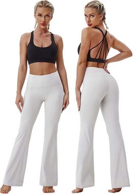 FIDDY Schlaghose Damen mit Taschen,hohe Taille,ausgestelltes Bootleg Yoga Workout Hose