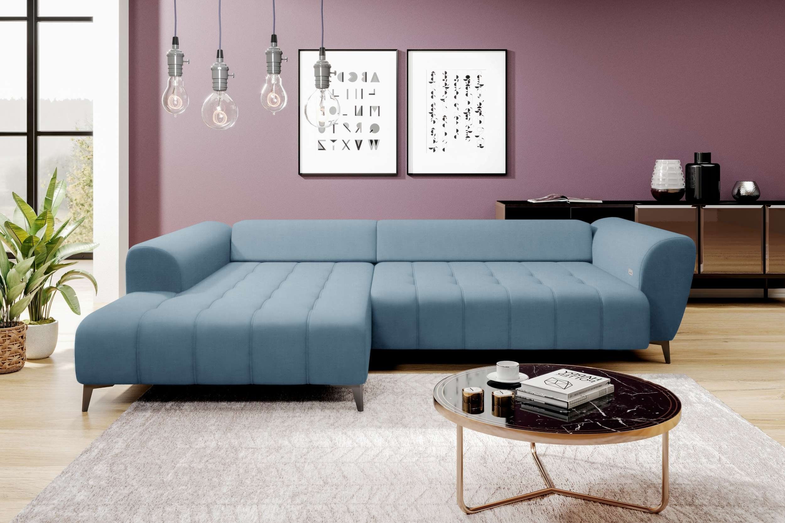 Stylefy Ecksofa Jordan, L-Form, Eckcouch, Bettfunktion, rechts bestellbar, links wahlweise mane inklusive Sitztiefenverstellung oder mit