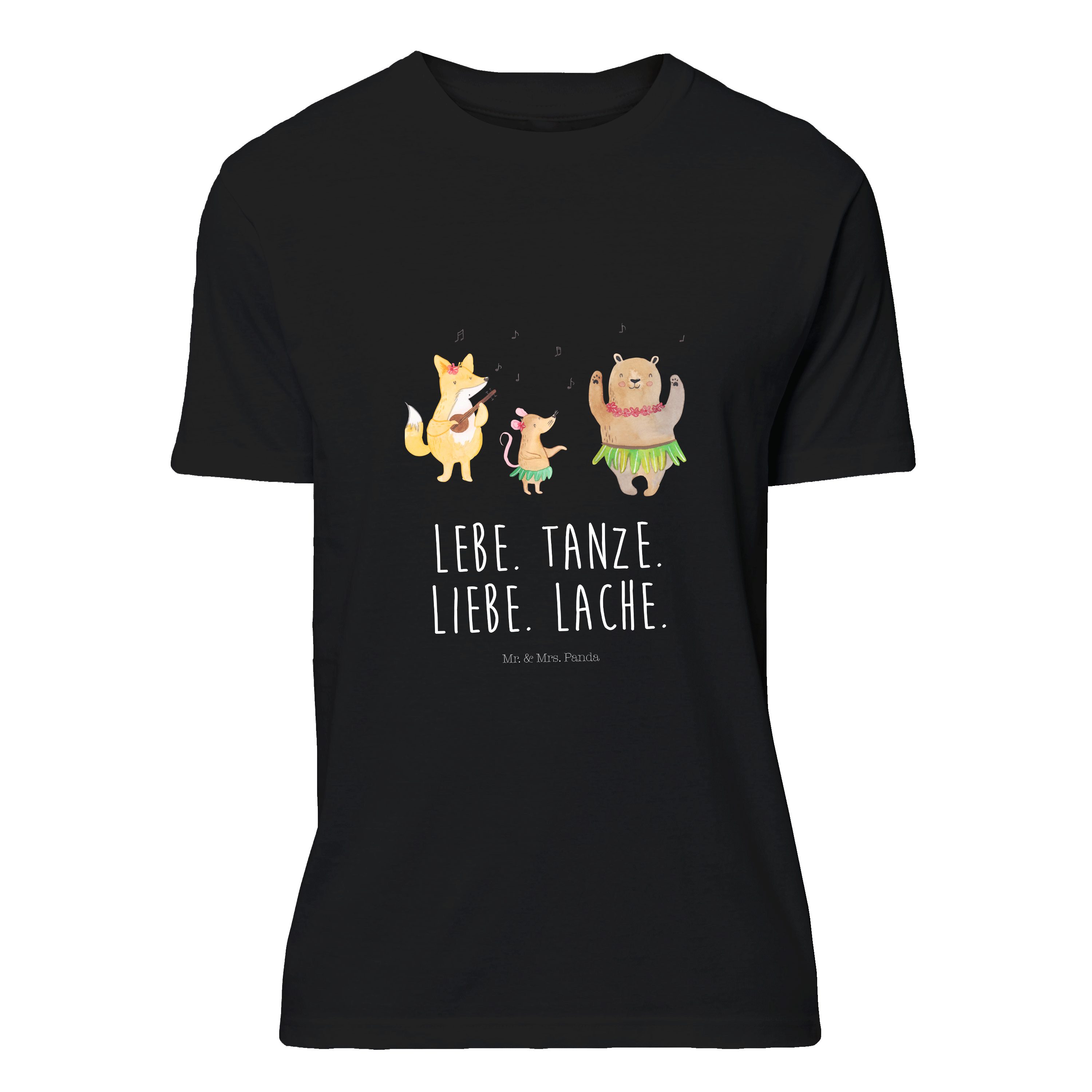 Mr. & Mrs. Panda T-Shirt Waldtiere Aloha - Schwarz - Geschenk, T-Shirt, Lachen, Lustiges T-Shi (1-tlg)