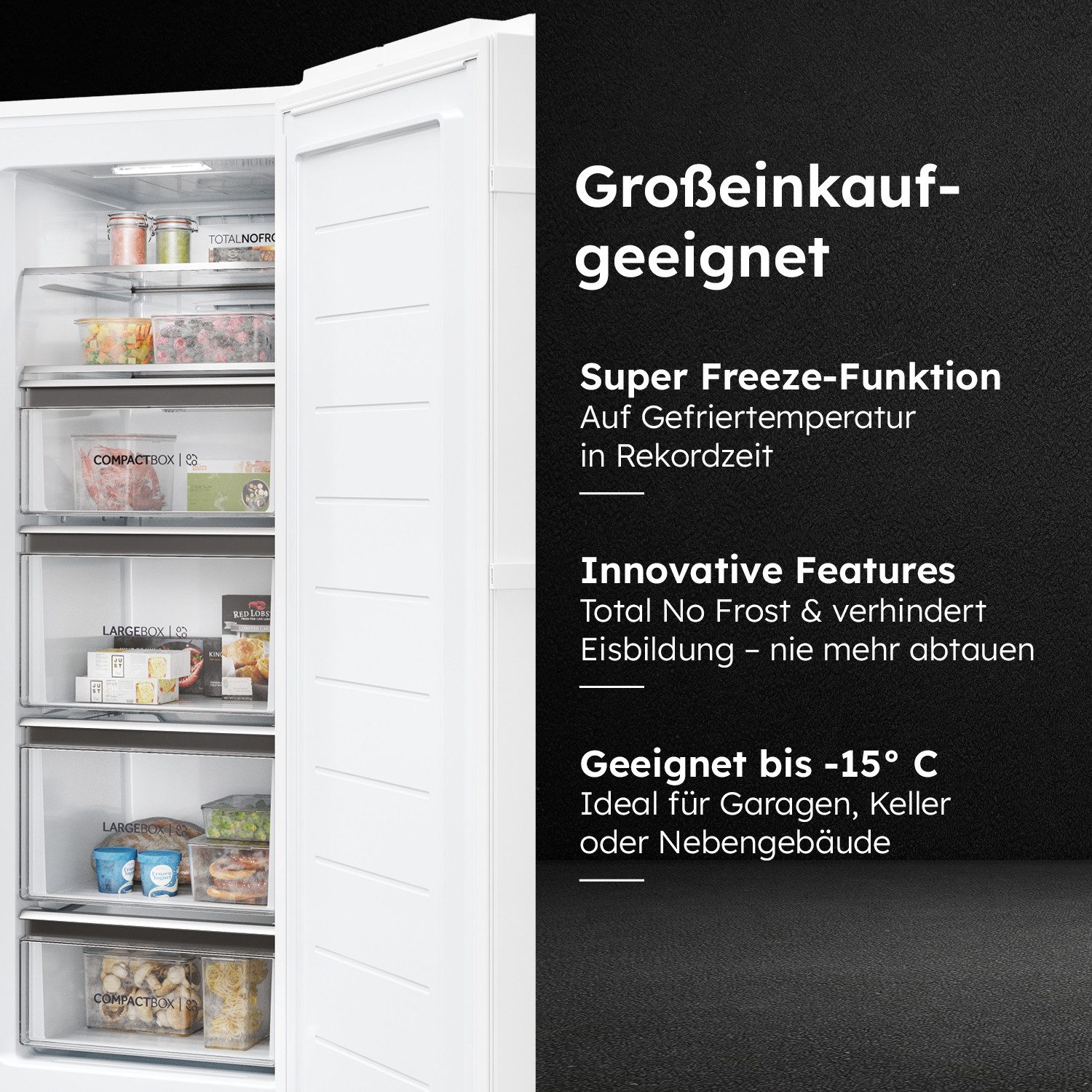 Haier Gefrierschrank Upright Freezer H4F226WDH1, 153,5 cm hoch, 60 cm breit, 178 cm hoch, 60 cm breit, no Frost, Twist Ice Maker