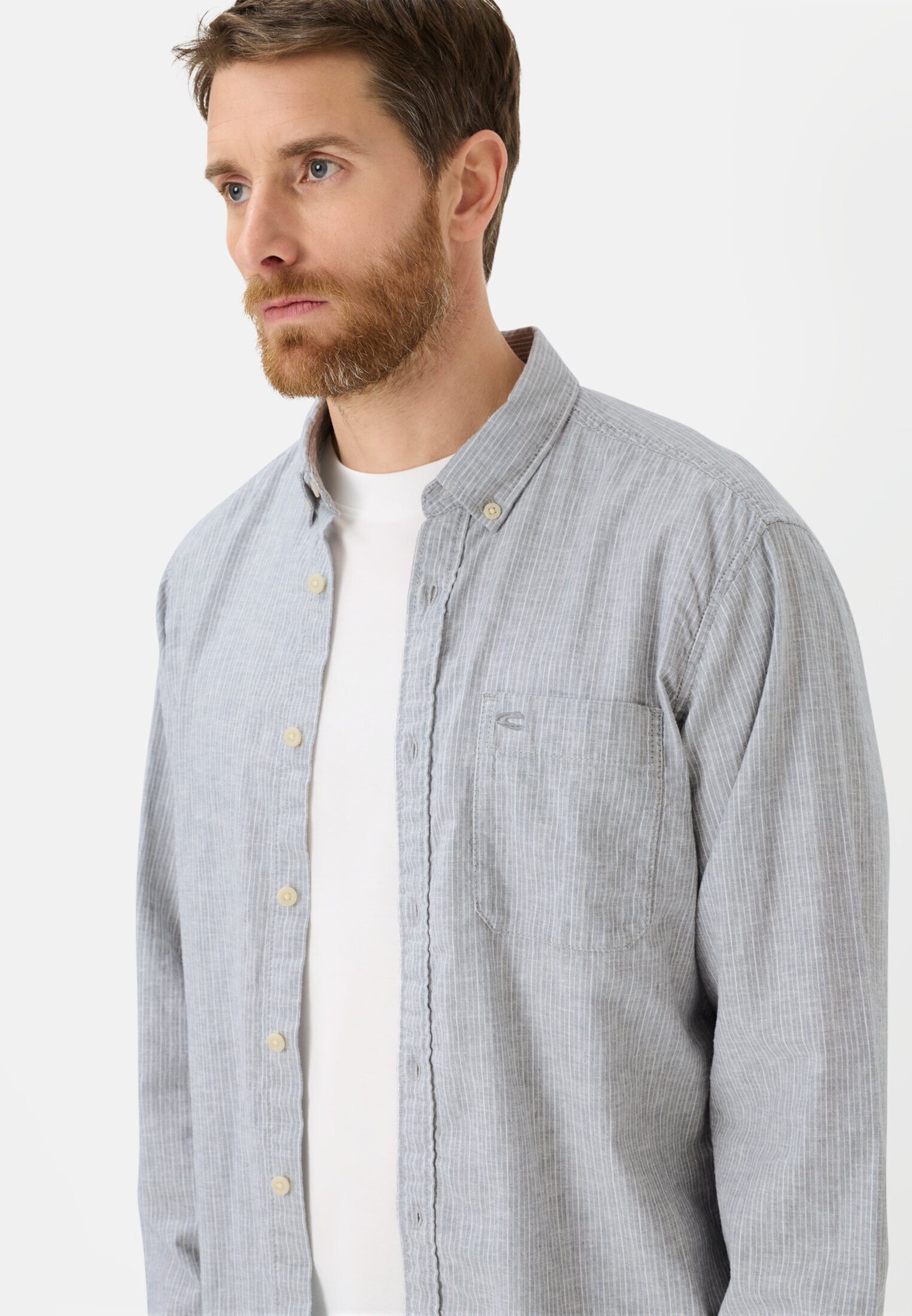 camel active Leinenhemd aus Leinenmix Langarm Button-Down