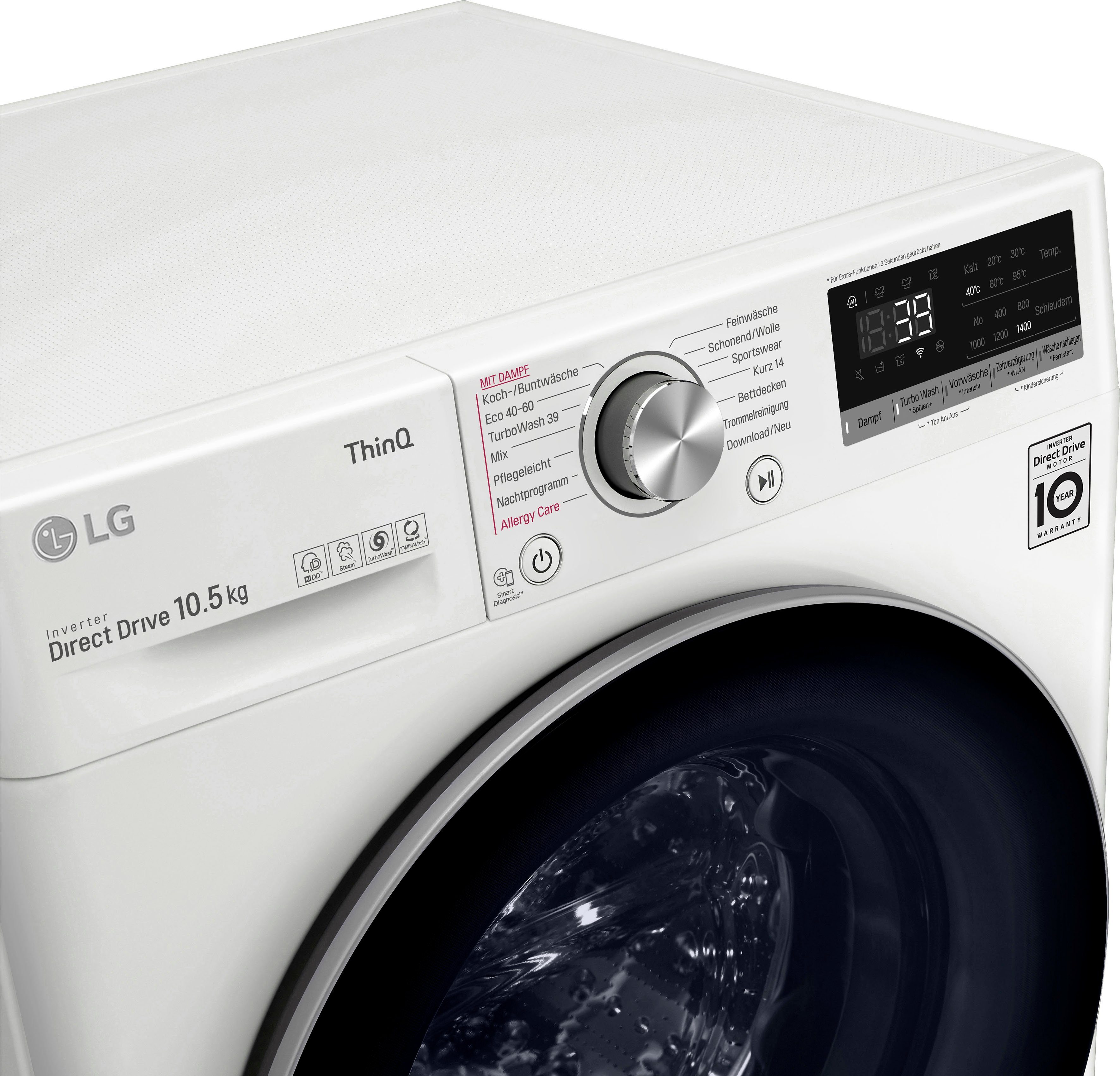 Waschen in 10,5 Minuten TurboWash® - 7 1400 Waschmaschine kg, U/min, 39 nur LG F4WV710P1E, Serie