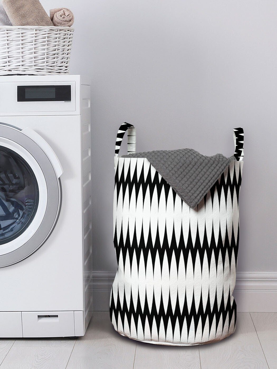 Monochrome Abstrakt Elliptic Kordelzugverschluss Waschsalons, Abakuhaus Griffen für mit Wäschesäckchen Kunst Wäschekorb