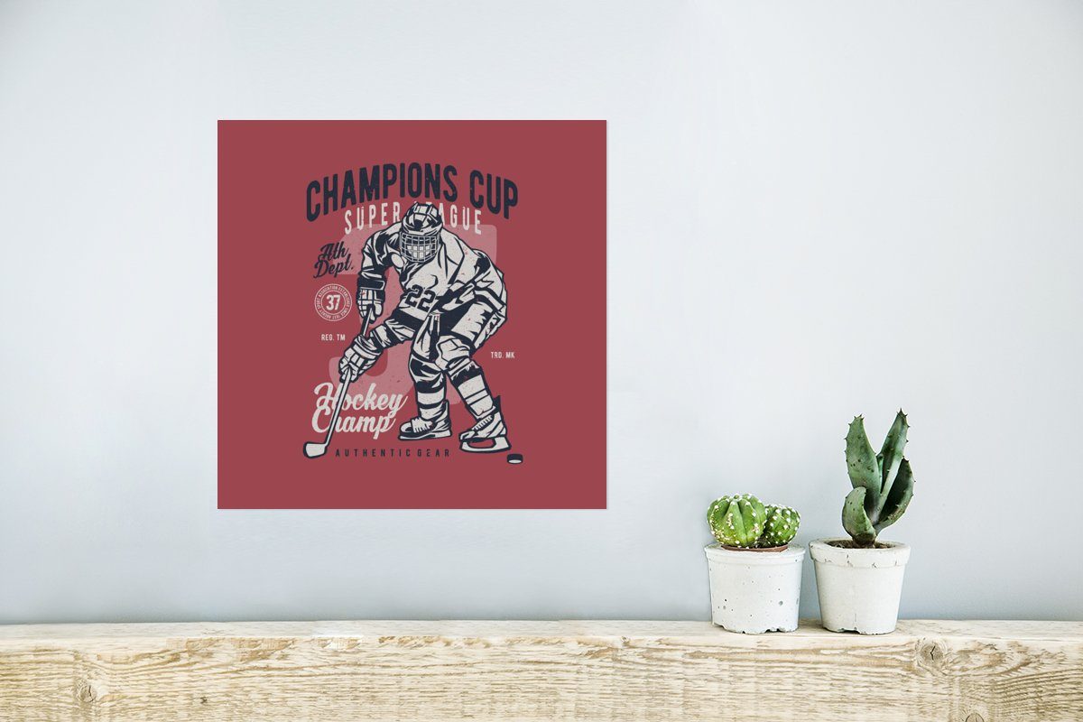 Eishockey MuchoWow Vintage, Ohne Wandbild, für Wandposter Schlittschuhe Wohnzimmer, Poster, - (1 Poster - Rahmen St),