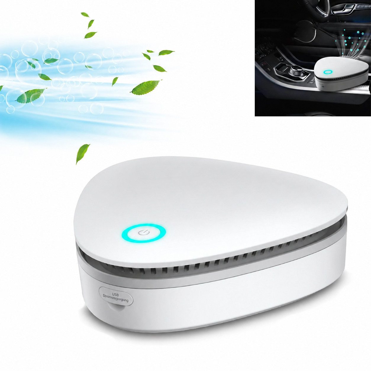 Tekoo Luftreiniger Ozon-Luftreiniger & Geruchsentferner für Auto und Kühlschrank, USB, für 5 m² Räume, Ozon-Technologie, Tragbar, Kompakt