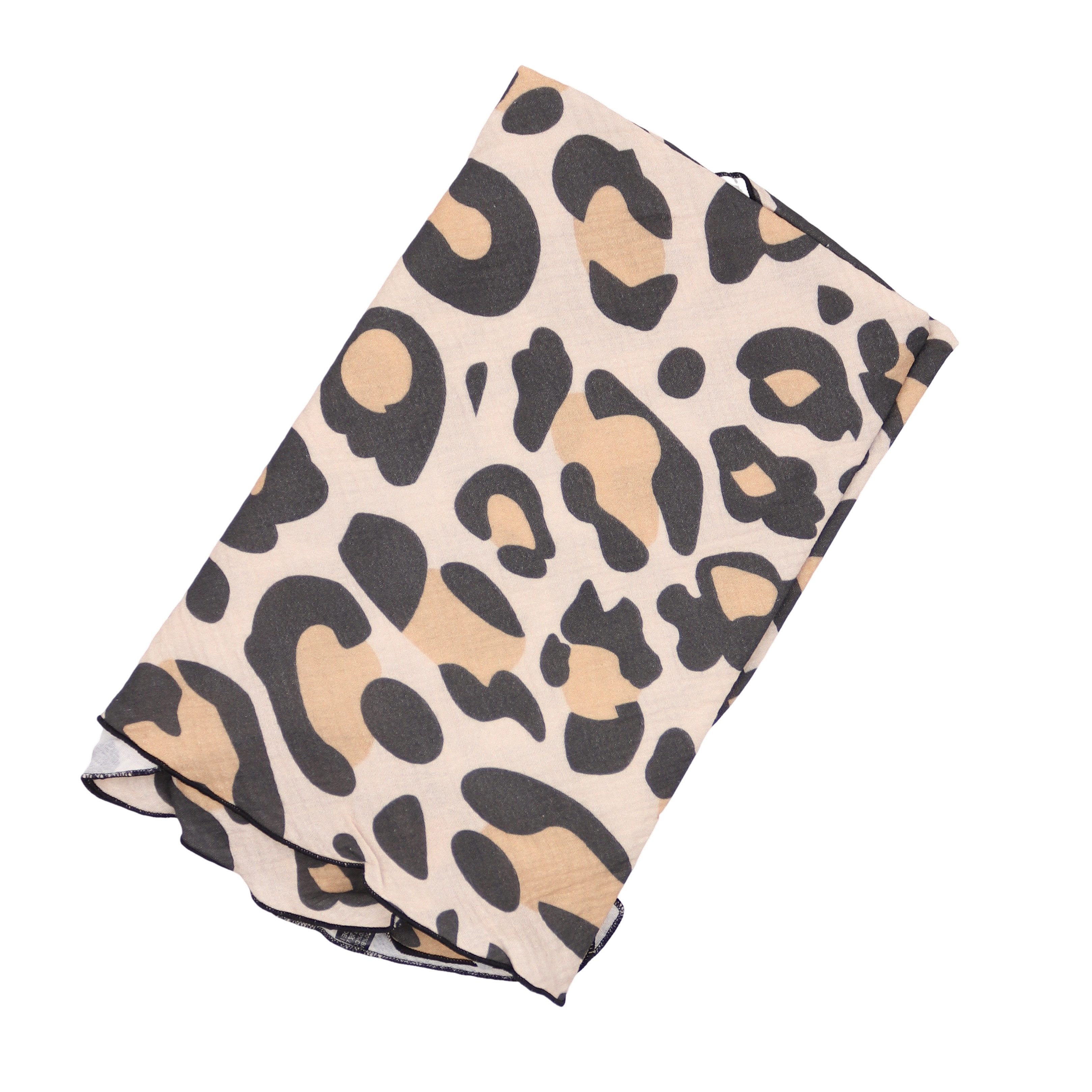 MIRROSI Dreieckstuch Aus Musellin Dreiecksschal ca.195x90 cm, Made in Italy Leopard, (Leicht, ideal für das ganze Jahr; 100% Baumwolle), in tollen Farben (Leo XXL Muster)