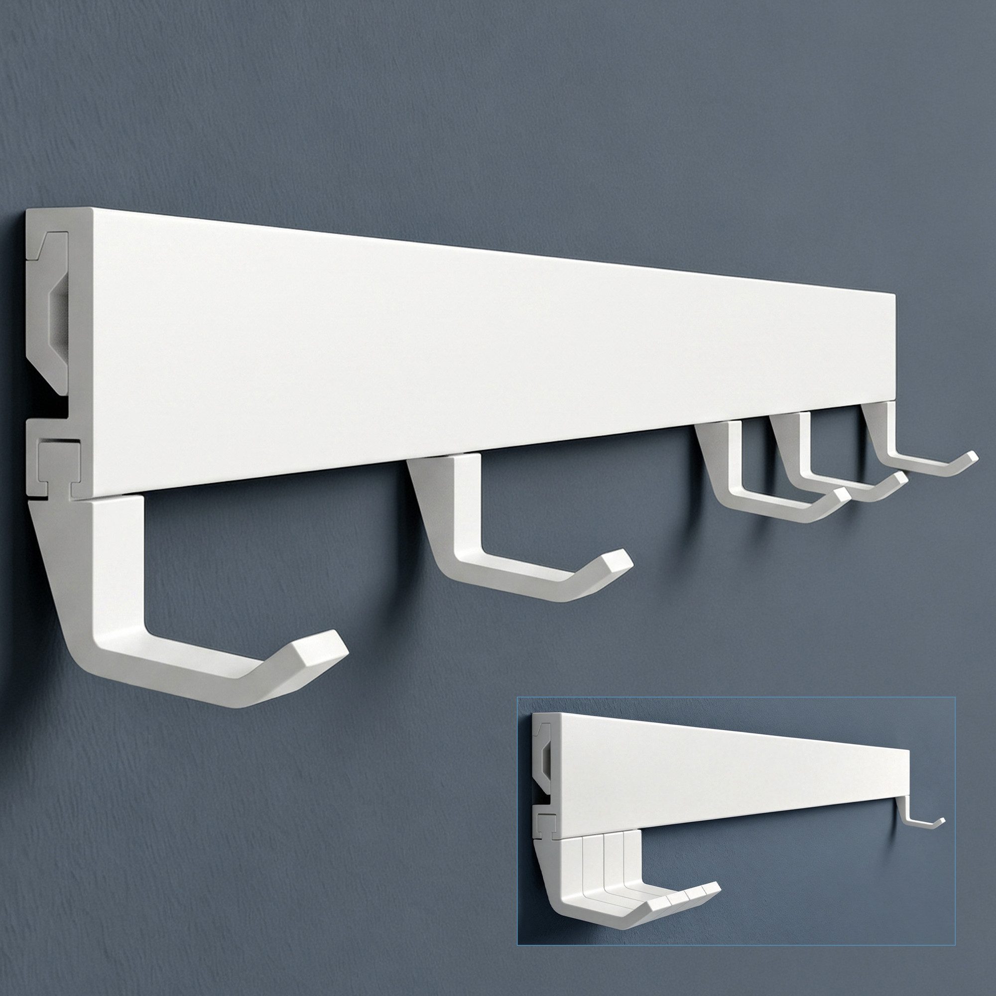 doporro Garderobenleiste Garderobenhaken mit verschiebbaren Kleiderhaken aus Aluminium Stalo10 (5 St), Pulverbeschichtet, aus hochwertige Alu