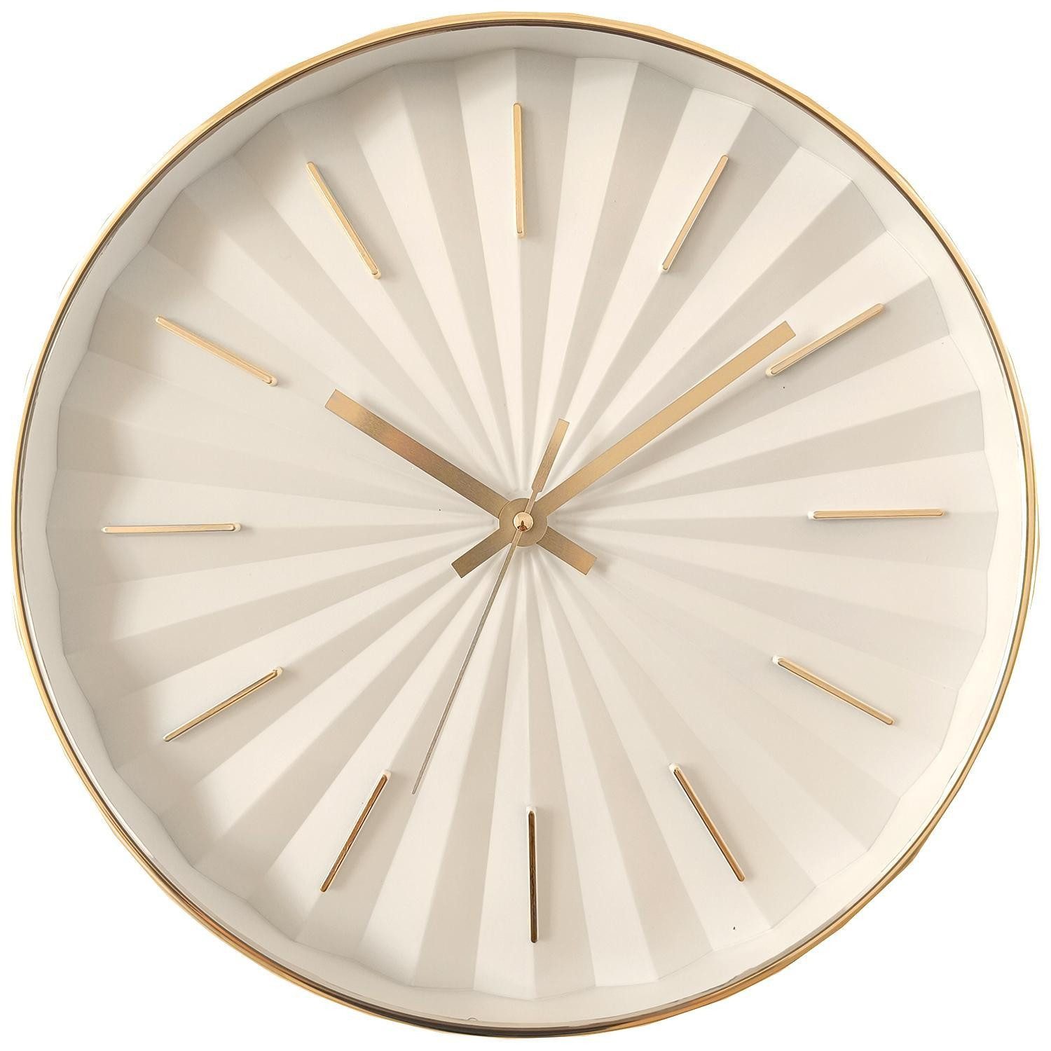 GLOBO LIGHTING Wanduhr FINE, Weiß, Goldgelb, Ø 30 cm, Kunststoff, (Glas) günstig online kaufen