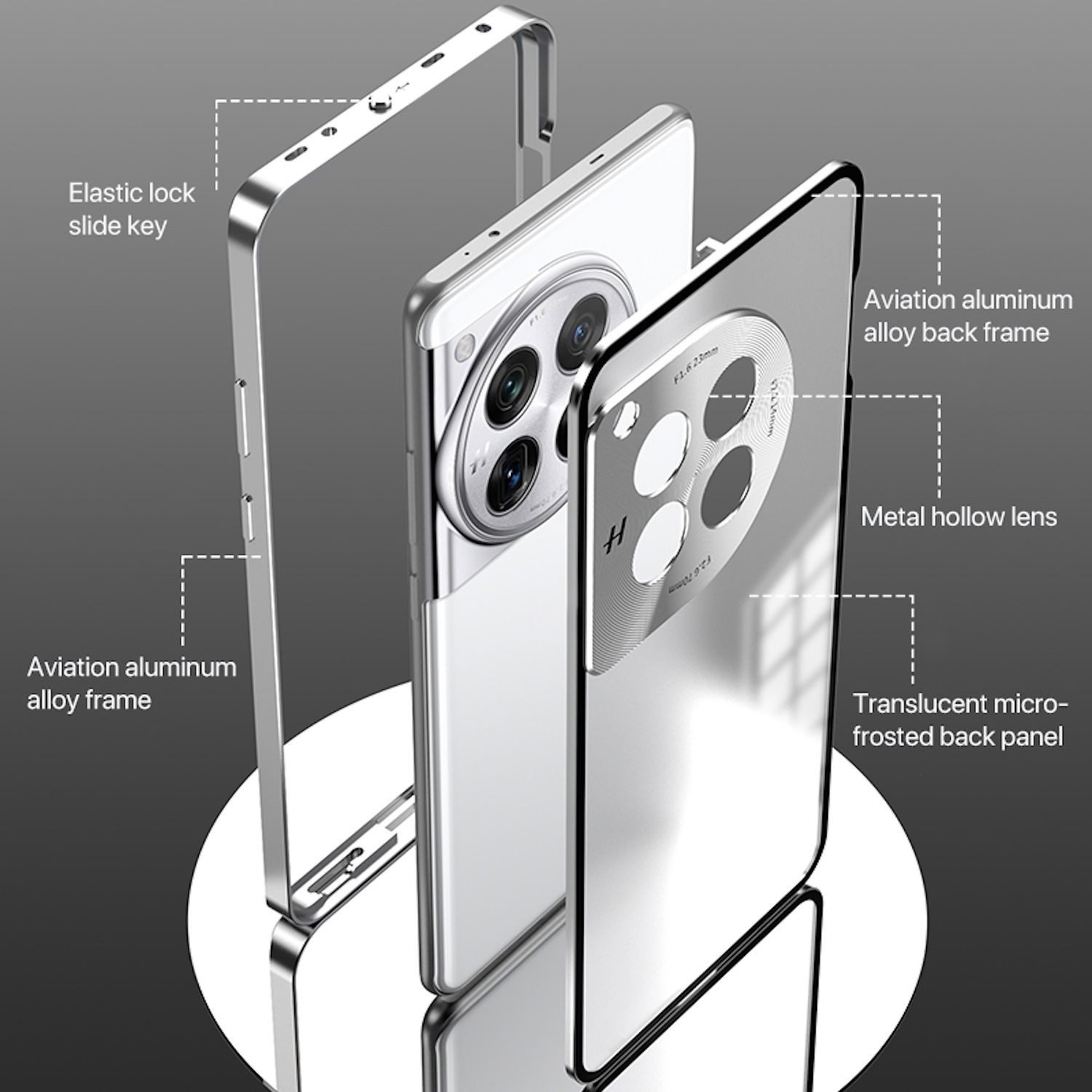 Wigento Handyhülle Für OnePlus 13 Snap Verschluss Metall Rahmen Mattierte Hülle Schwarz, Snap-Verschluss Metallrahmen-Hülle mit mattierter Rückseite