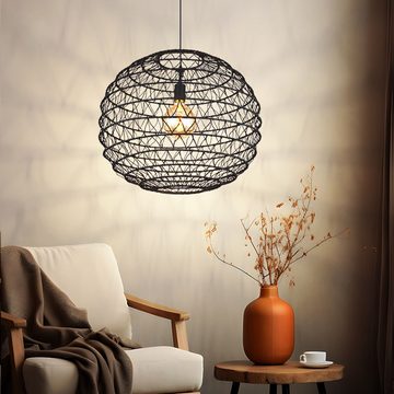 Globo Pendelleuchte, Leuchtmittel nicht inklusive, Pendelleuchte Wohnzimmerlampe Metall schwarz Esstischlampe E27 D 59 cm