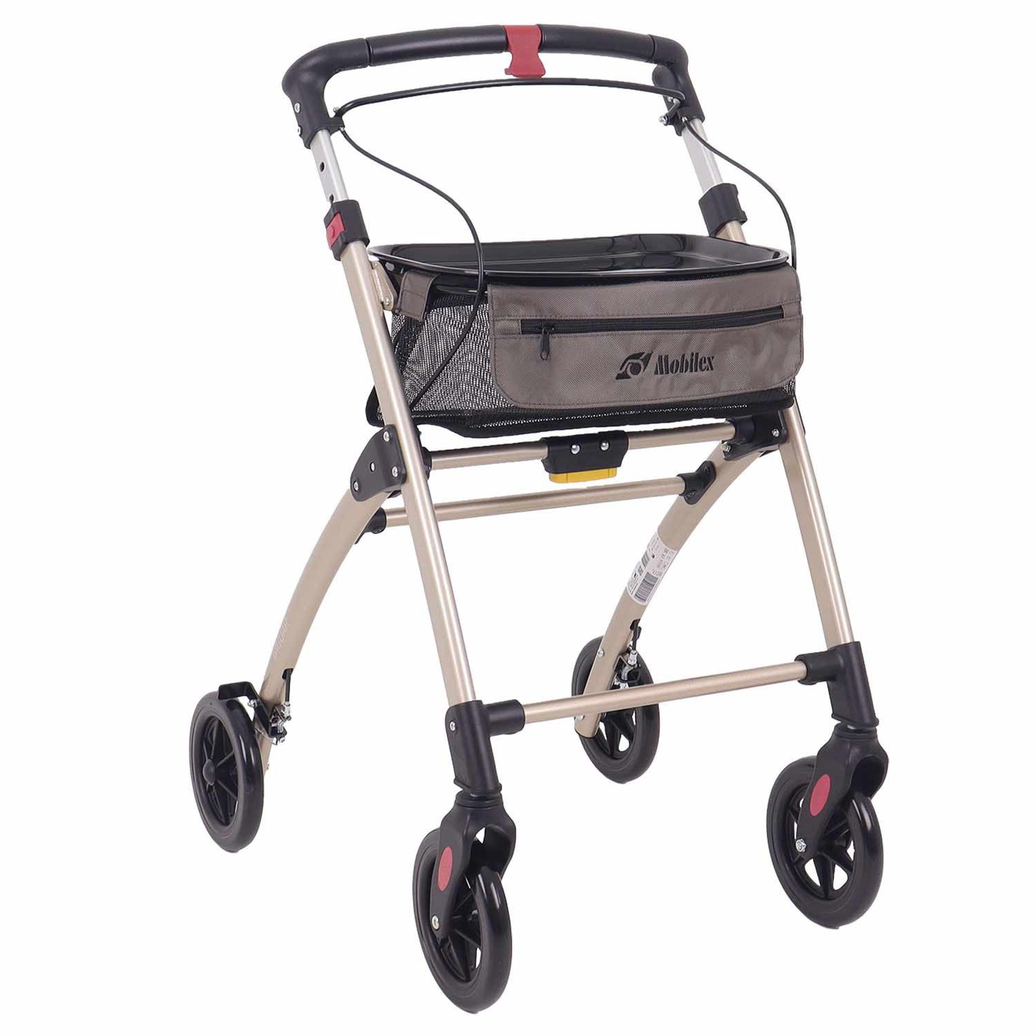Mobilex A/S Indoor-Rollator Mobilex Jaguar Indoor Rollator Champagner mit Tasche, kompakt faltbar, für Innenbereiche