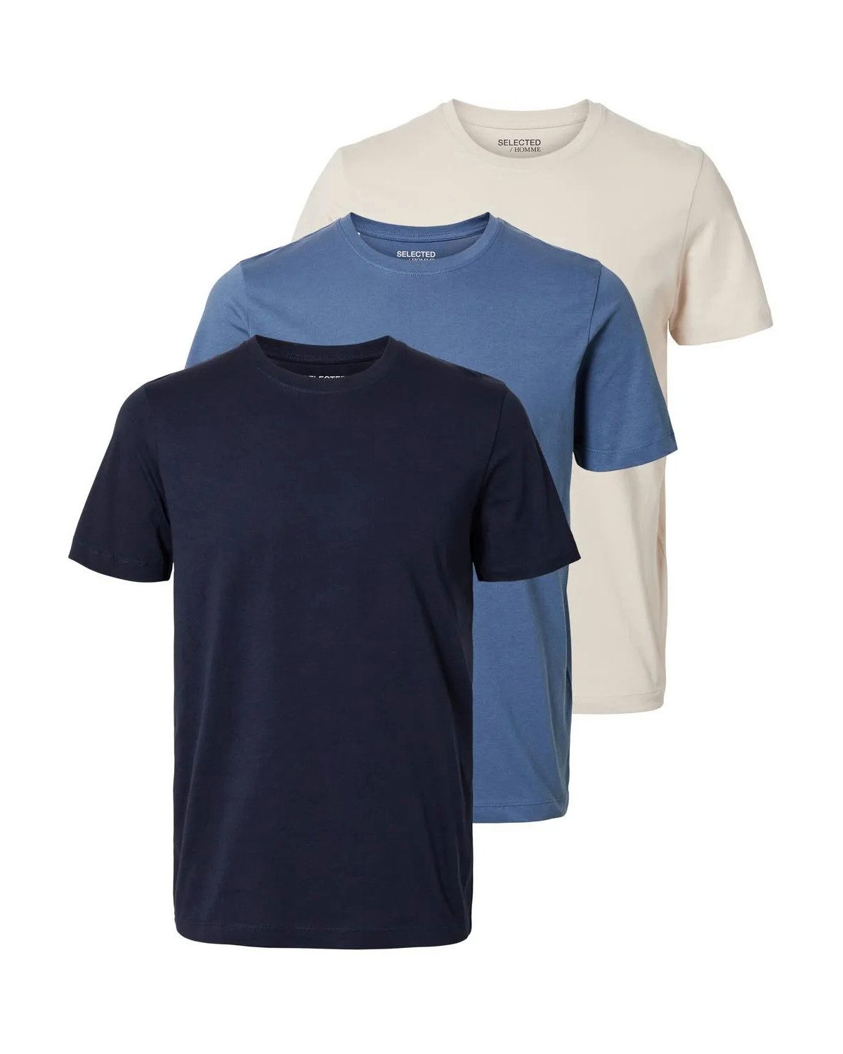 SELECTED HOMME T-Shirt Basic Shirts mit Rundhalsausschnitt im 3er Pack günstig online kaufen