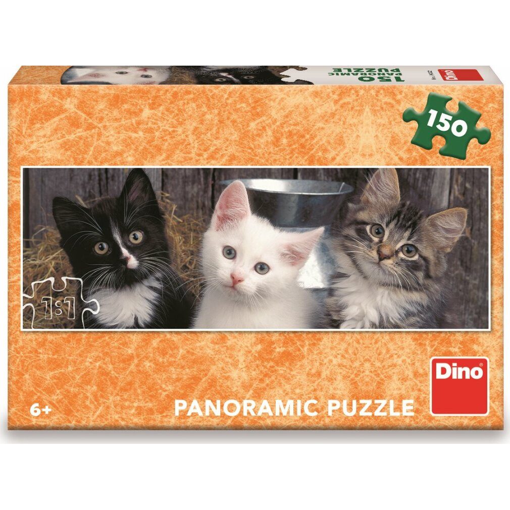 Dino Bikes Puzzle DINO Panoramapuzzle Drei Kätzchen 150 Teile, Puzzleteile