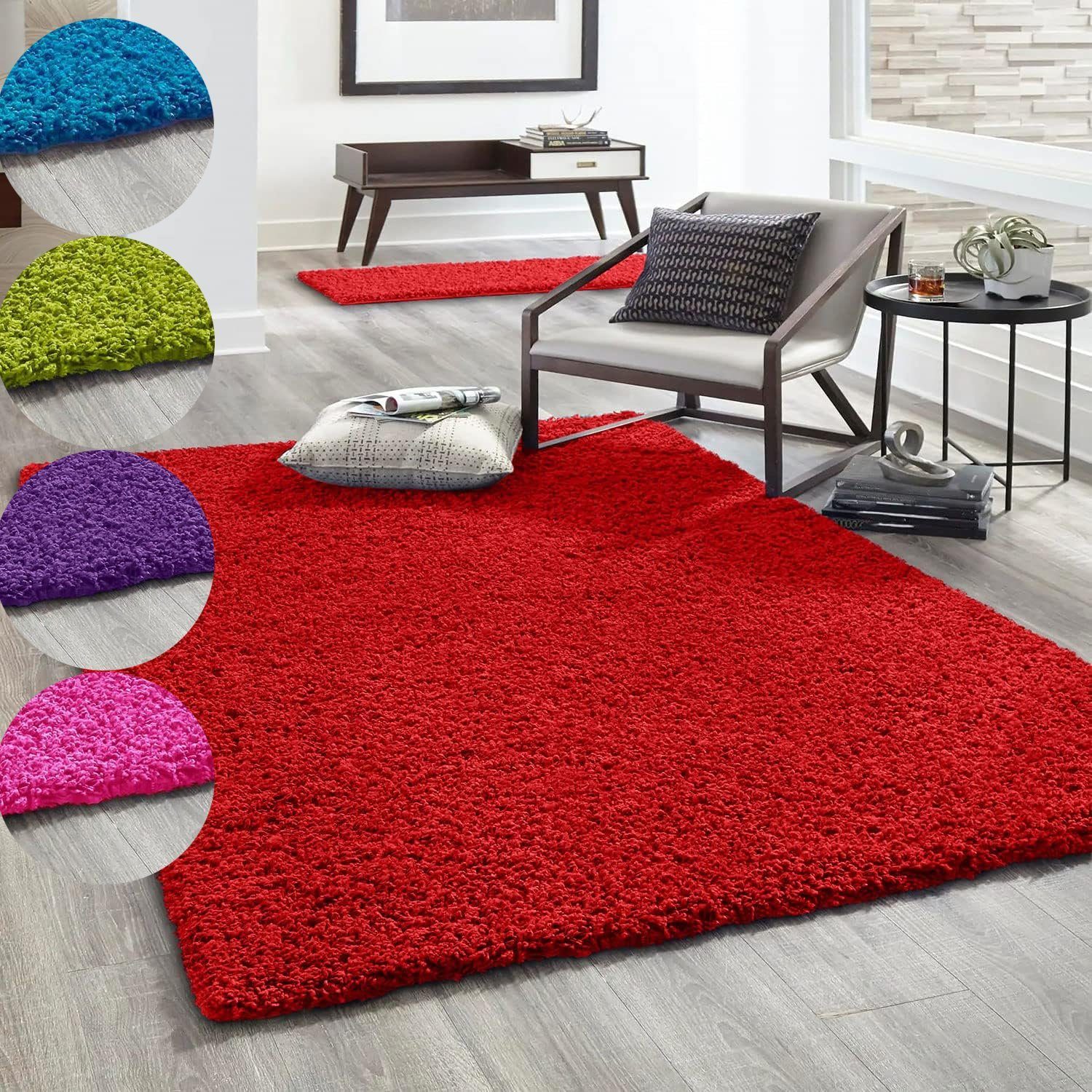 Vimoda Hochflor-Teppich Shaggy Langflor Wohnzimmer Schlafzimmer Modern, Rec günstig online kaufen