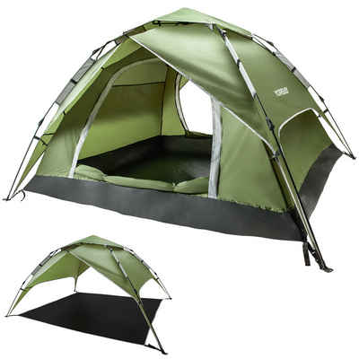 Yorbay Kuppelzelt 2 in 1 Pop Up Campingzelt doppelwandig wasserdicht UV-Schutz, (mit Heringen, Windseile und Tragetasche), für 3-4 Personen für Wandern, Trekking, Outdoor