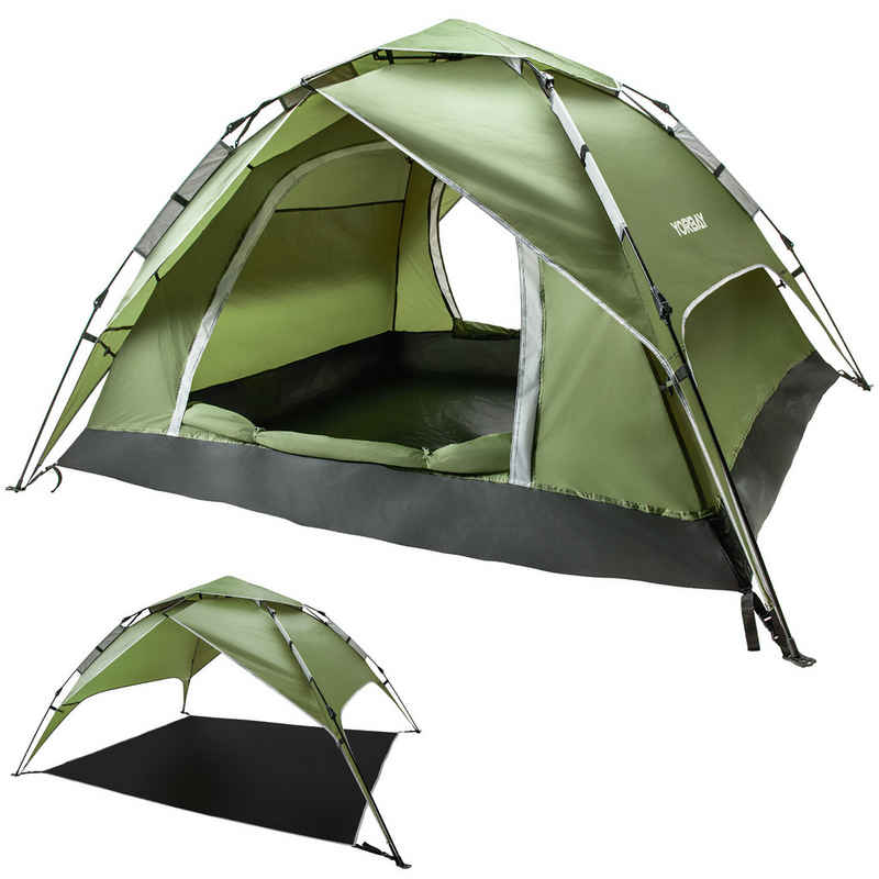 Yorbay Kuppelzelt 2 in 1 Pop Up Campingzelt für 2-3 Personen, (mit Heringen, Windseile und Tragetasche), doppelwandig wasserdicht UV-Schutz für Wandern, Trekking, Outdoor