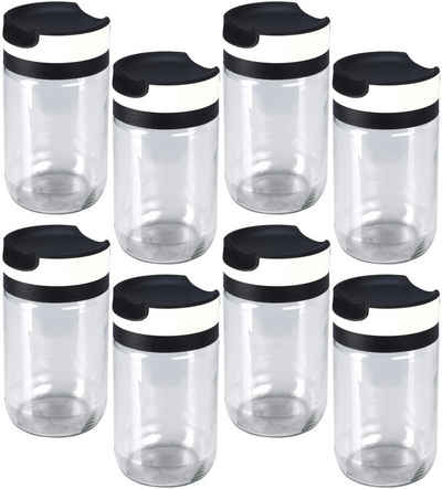 Koopman Vorratsglas Transparent, Glas, (8-tlg), 8er Set, 660 ml, Sturzglas, Deckel