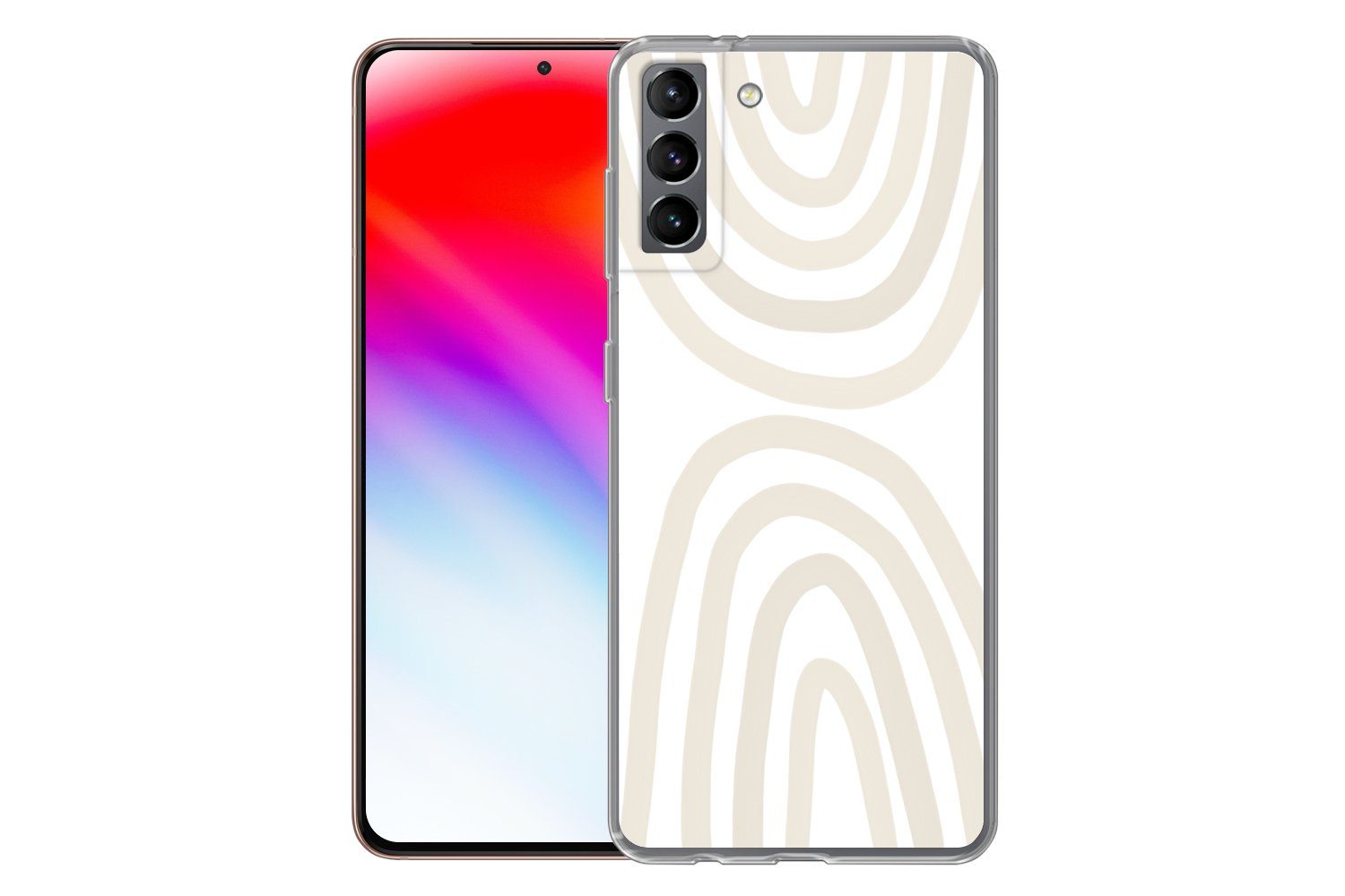 MuchoWow Handyhülle für Samsung Galaxy S21 Plus Regenbogen - Pastell - Design - Abstrakt, Phone Case, Silikon, Schutzhülle Dünn