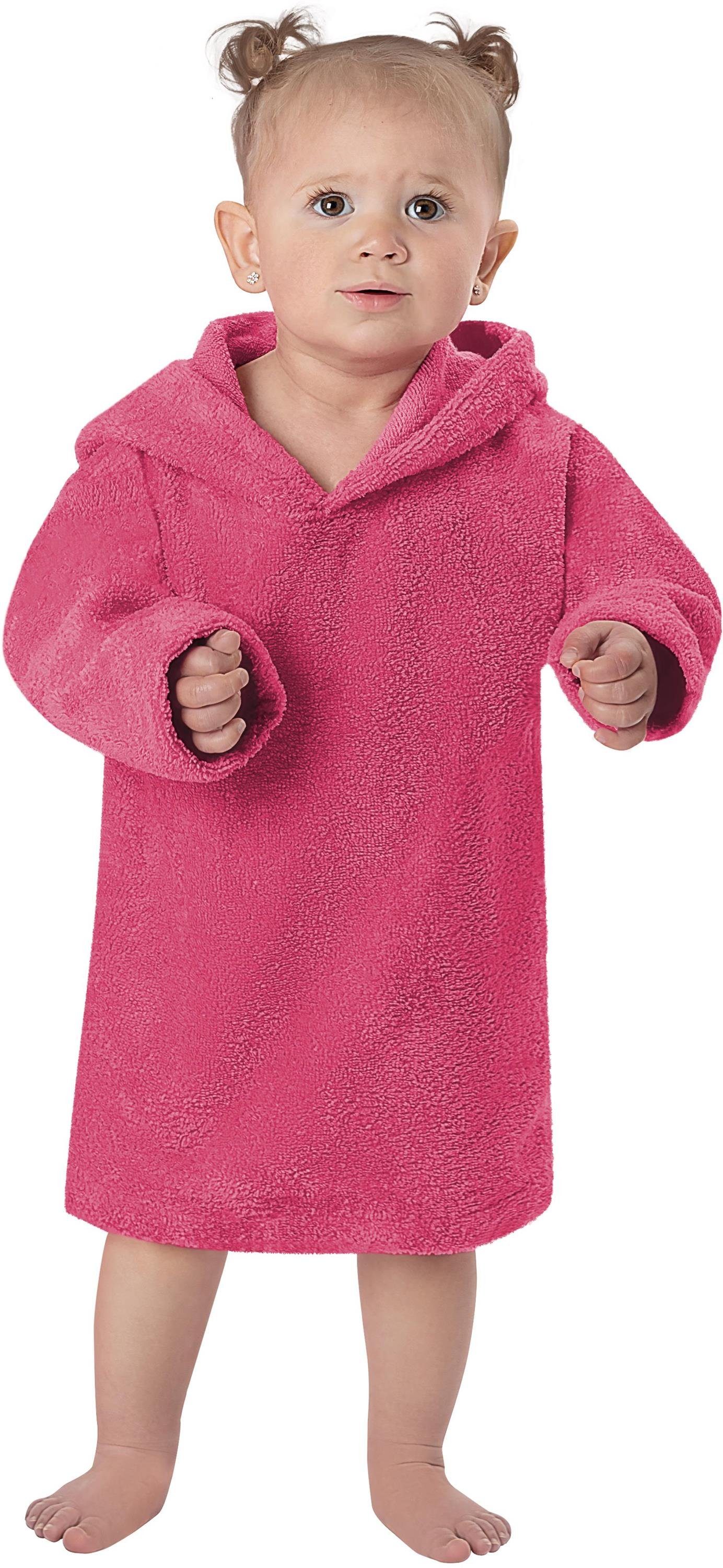 normani Badeponcho Kinder langarm Poncho (0-2 Jahre) Pichilemu, Baumwolle, Kapuze, Schlupf, Kinderponcho mit trocknender Baumwoll-Innenseite Pink