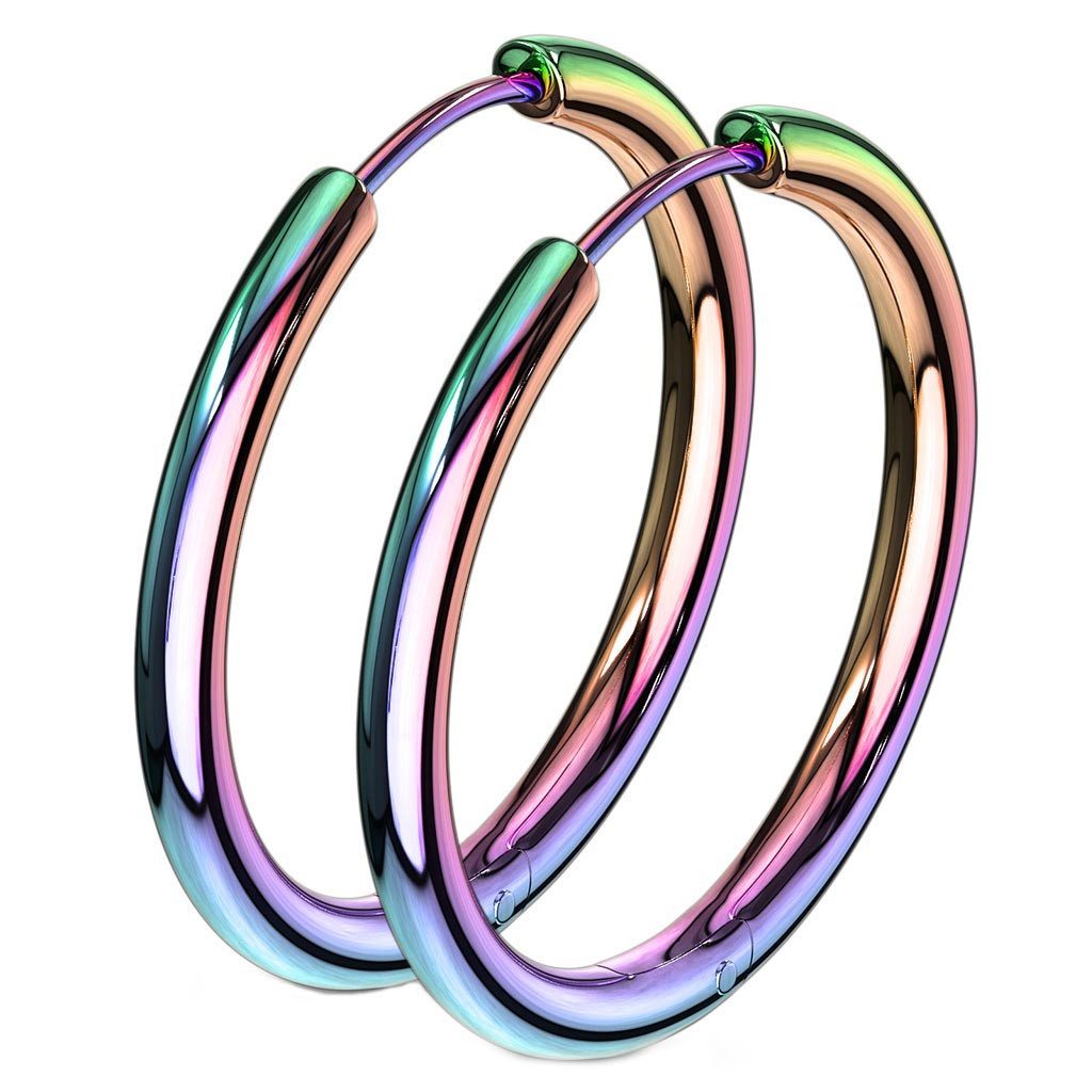 viva-adorno Paar Creolen Damen Klappcreolen Hoop Ohrringe Edelstahl verschiedene Größen, dünn schmal Conch Helix Cartilage Piercing
