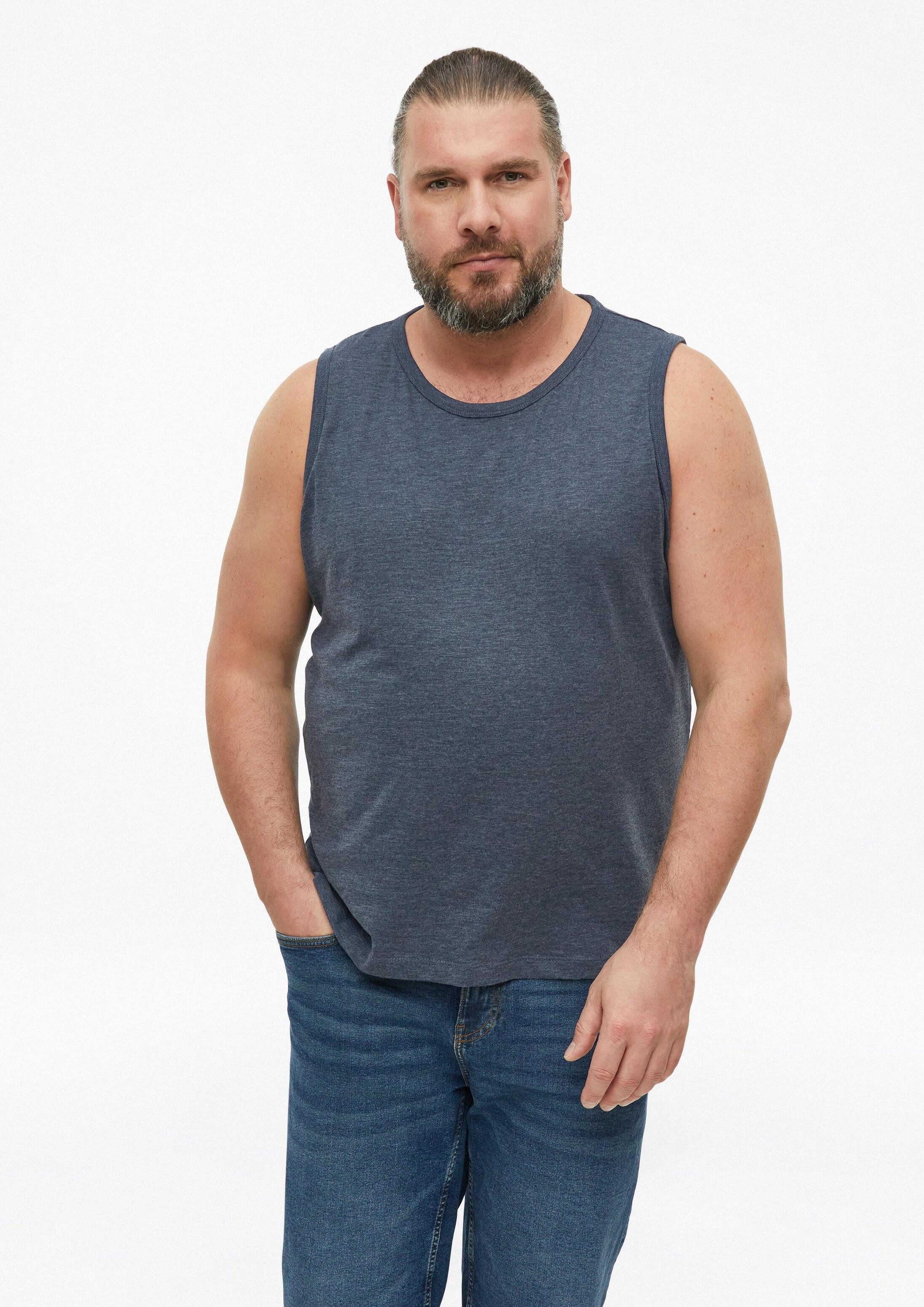 s.Oliver Muskelshirt T-Shirt Meliertes Tanktop aus Baumwollmix