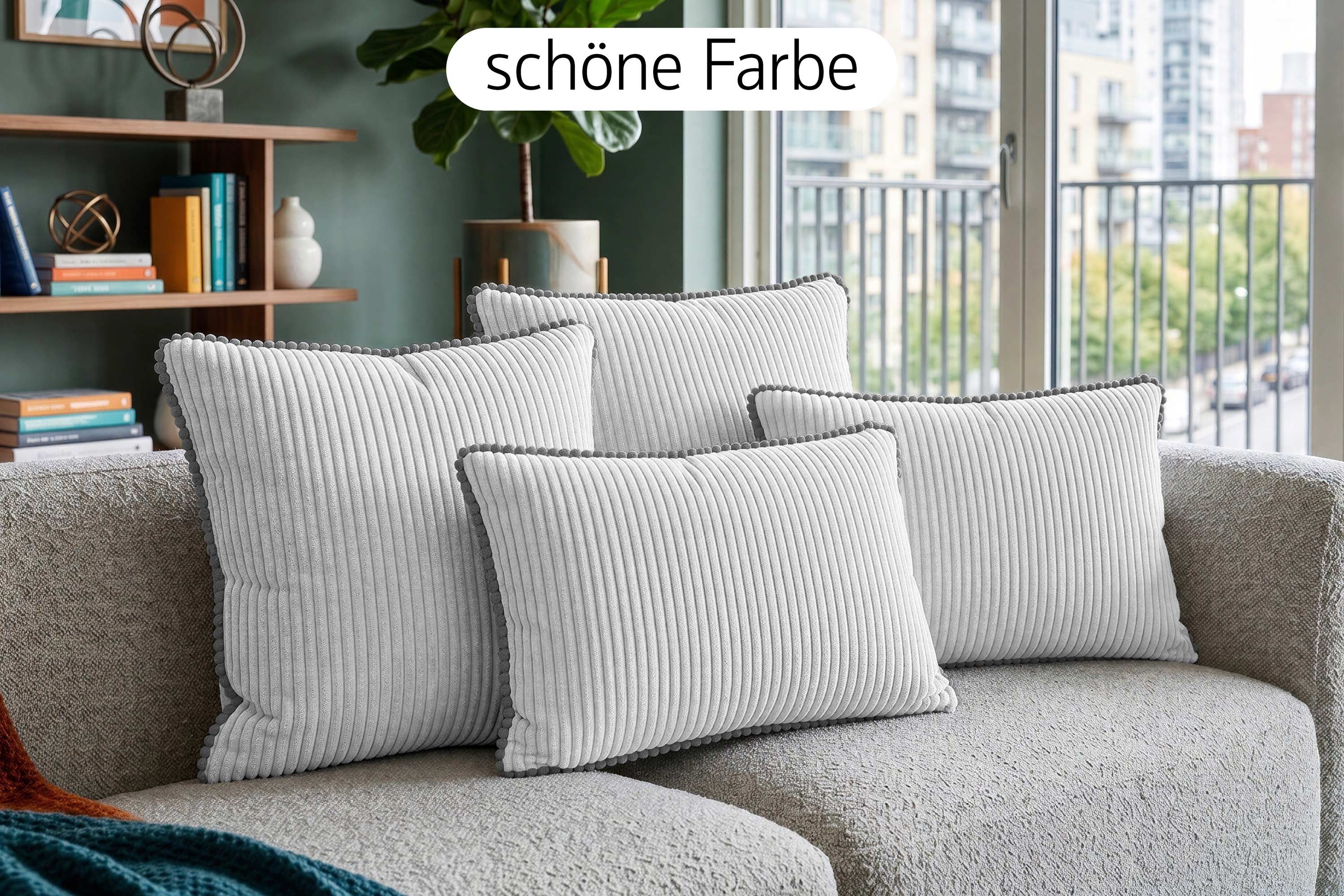 Amilian Dekokissen Sofakissen 4er Set mit Füllung 2x 40x40 cm + 2x 35x45 cm, Hotelverschluss Sofakissen Zierkissen