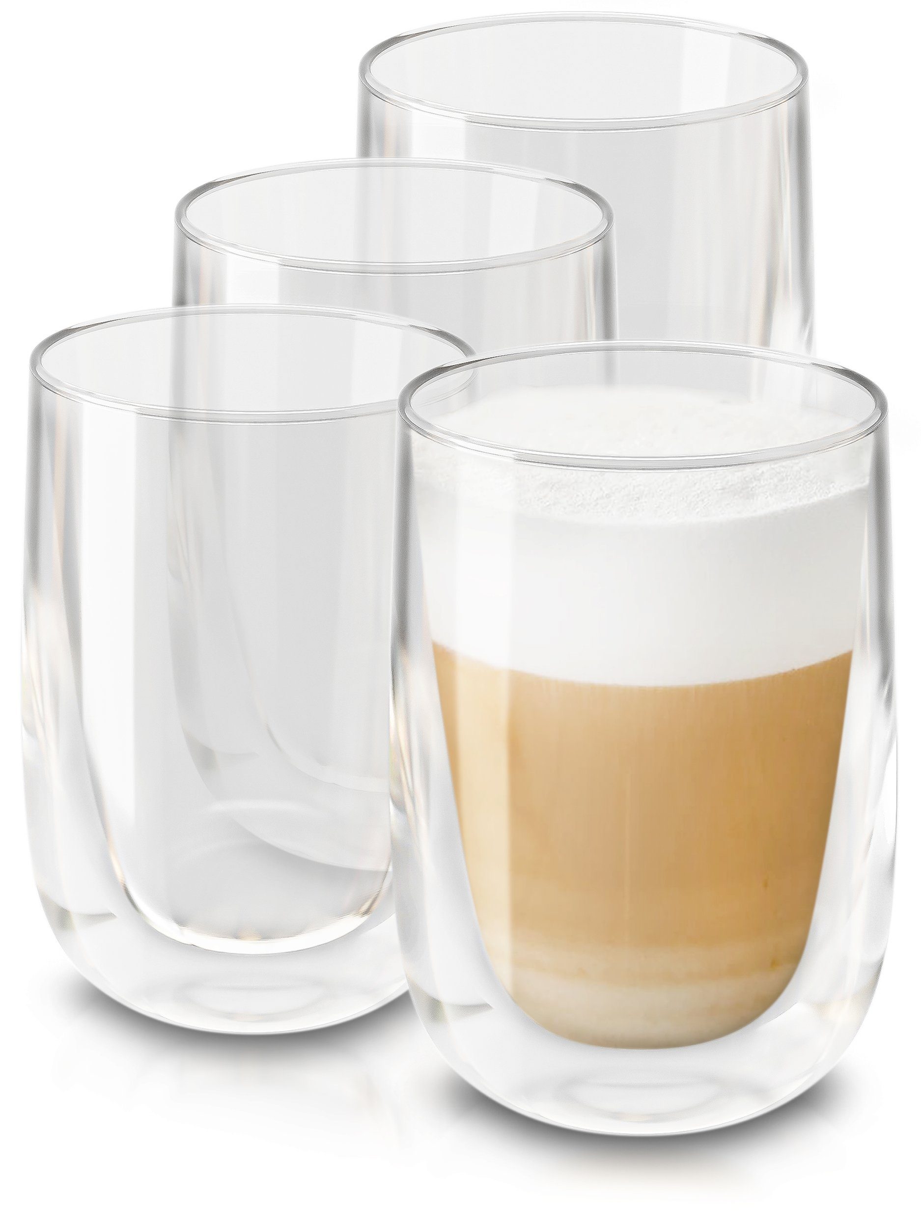 Cosumy Gläser-Set »4 Latte Macchiato Gläser Doppelwandig 350ml«, Glas, Für Latte  Macchiato - Spülmaschinenfest - Hält lange warm