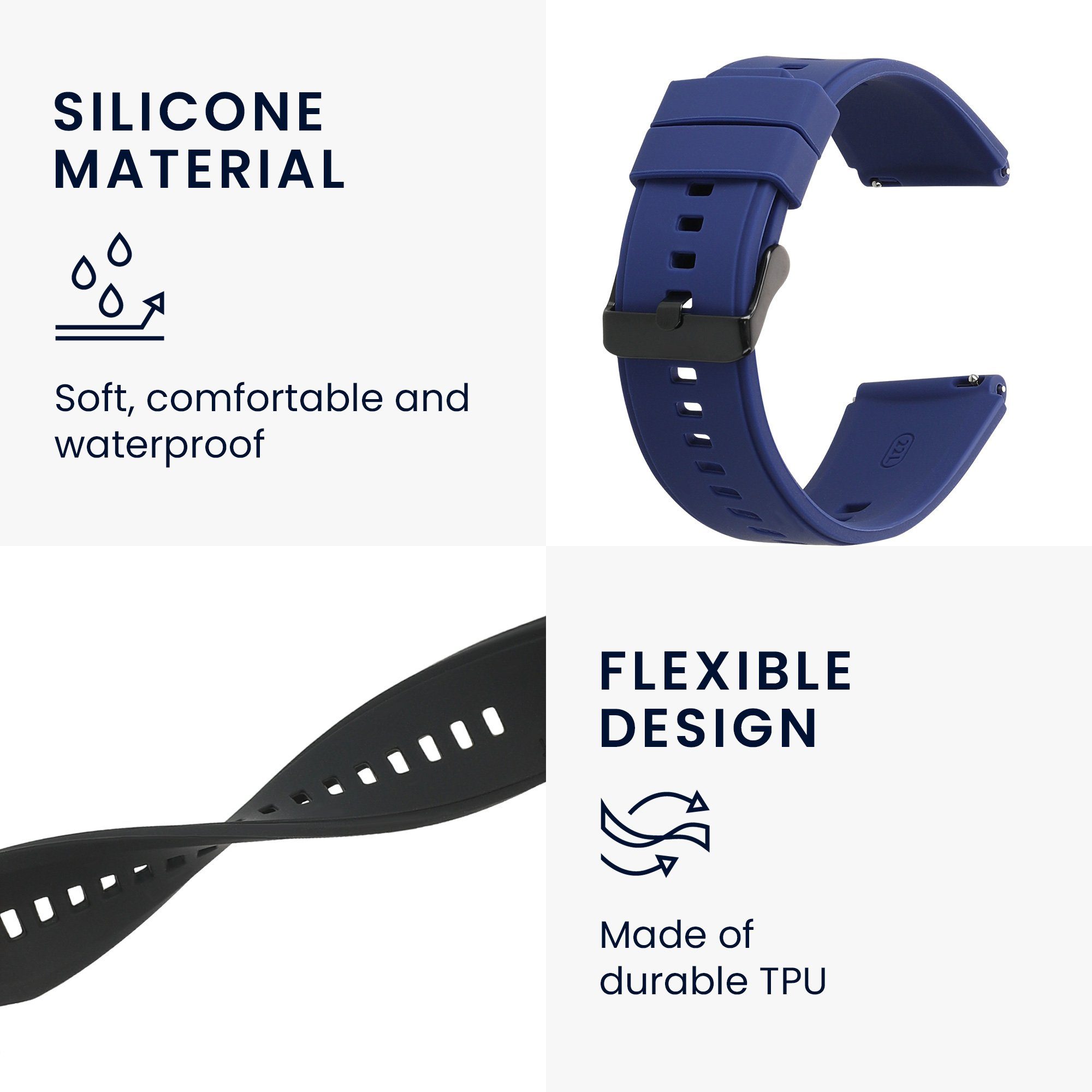kwmobile 2x Sportarmband für Xiaomi Watch S4/S4 Sport/S3/S2/Watch S1 Smartwatch, 2-tlg., Armband TPU Silikon Set Fitnesstracker