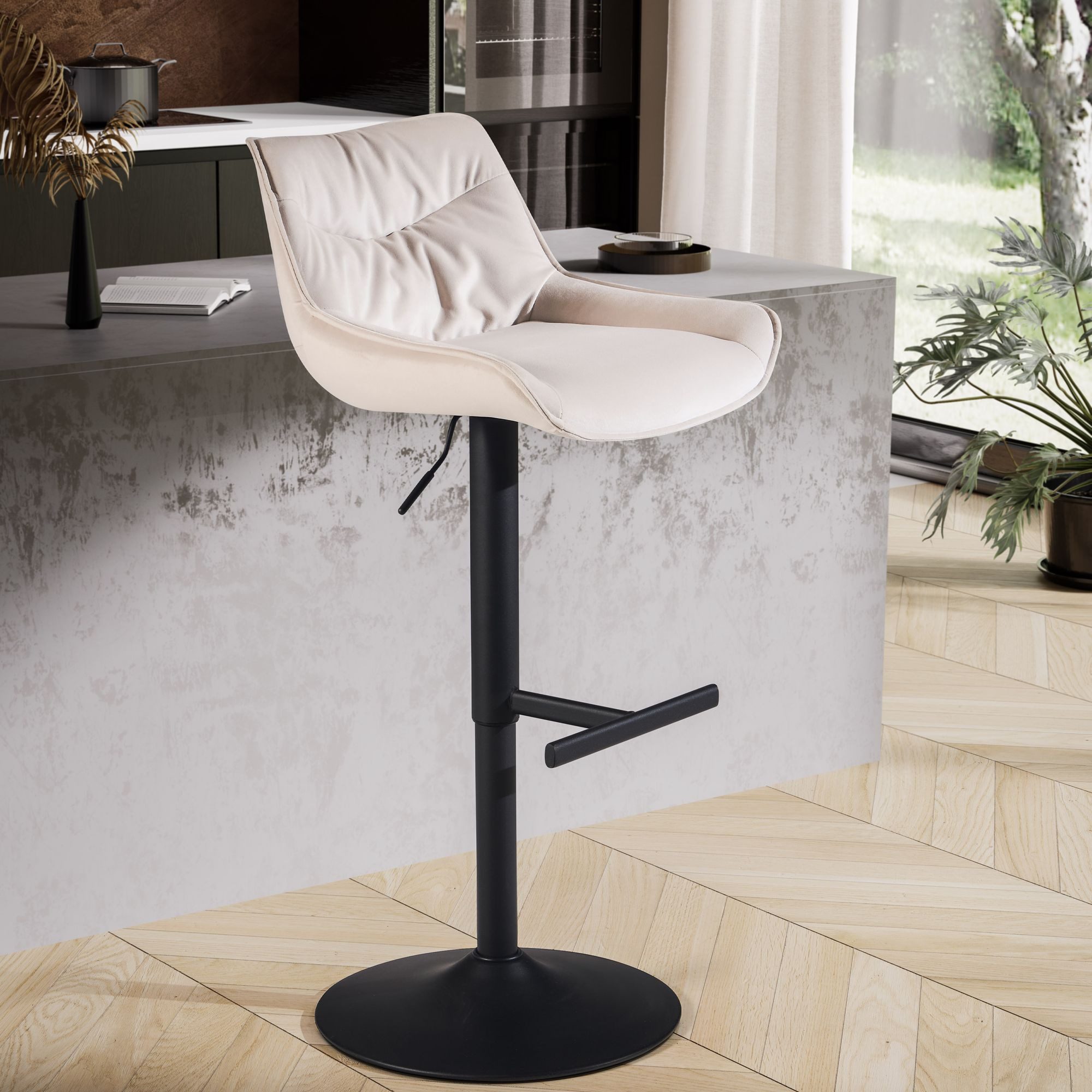 FINEBUY Barhocker FB60307 (Samt Beige Hocker günstig online kaufen