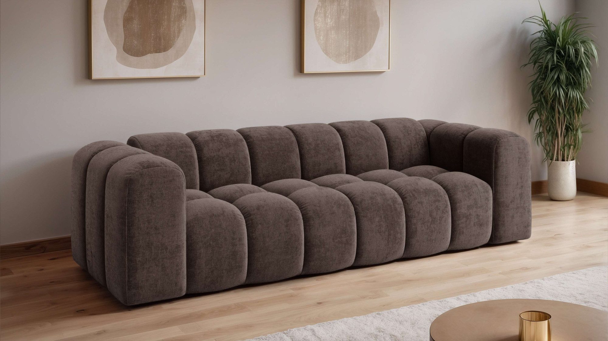 OTTO home Big-Sofa KALLIE Design-Sofa mit Steppung, Bubble-Optik, Breite 248 cm, Wellenunterfederung, hoher Sitzkomfort und modernes Design