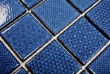 Mosani Mosaikfliesen Keramik Mosaik Fliese blau BAD Poolblau Fliesenspiegel Dusch Bad