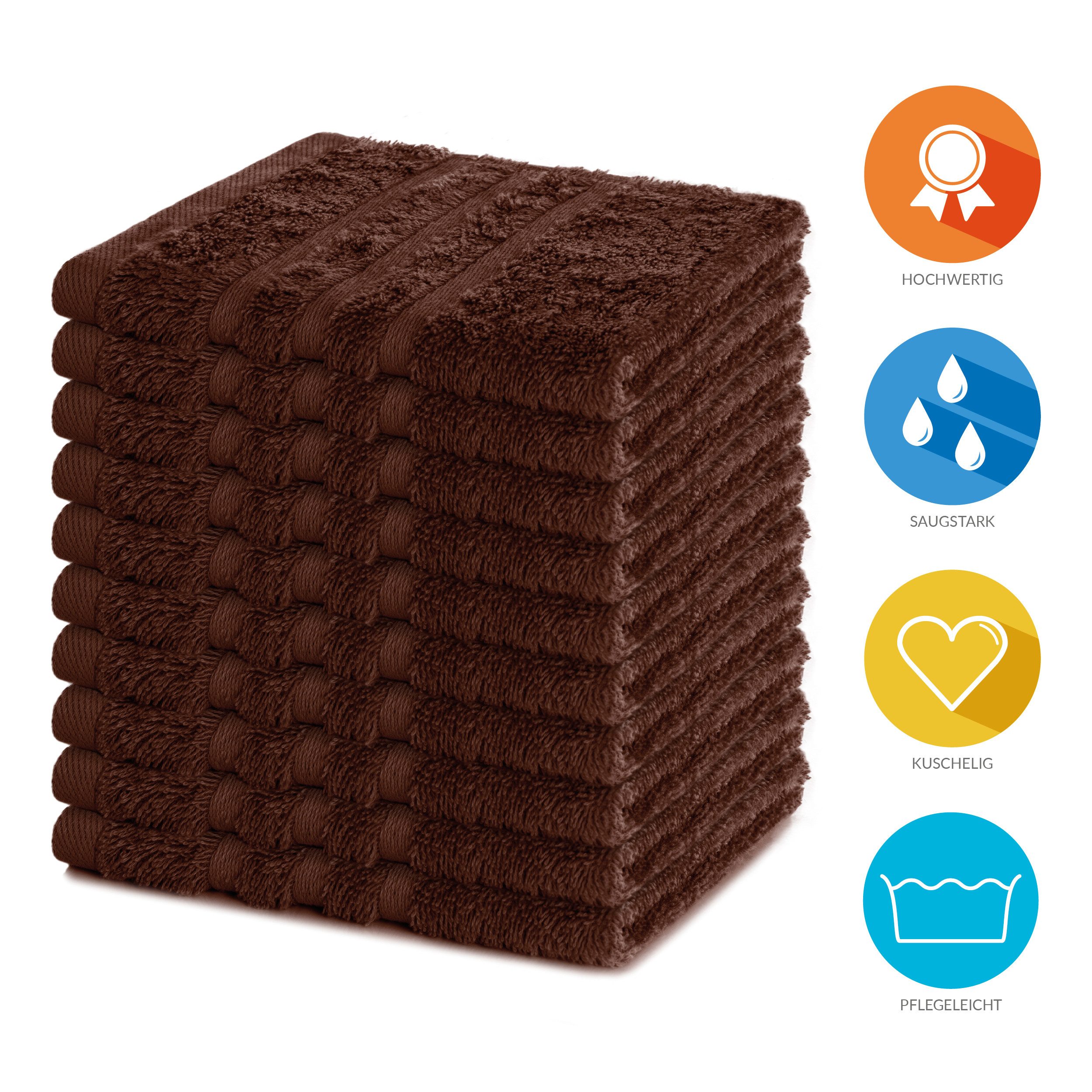 Lavea Seiftuch 10er Gästehandtücher Set 30x30 cm Elena Frottee, kleine Waschlappen, 100% Baumwolle (10er Set), 500 g/m² Frottier, weich & saugstark, pflegeleicht