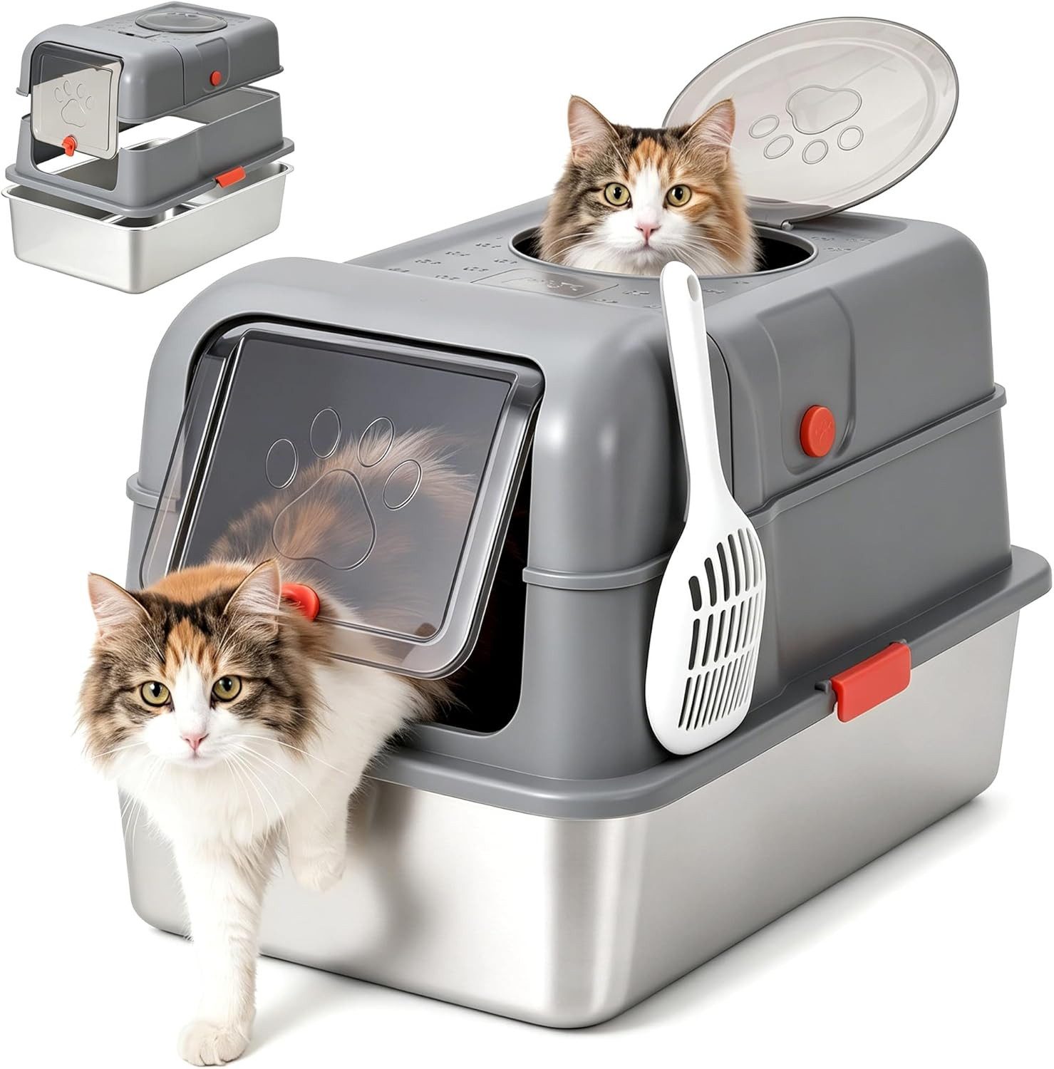 GarveeMore Katzentoilette Hundesichere Katzentoilette große Katzentoilette aus Edelstahl