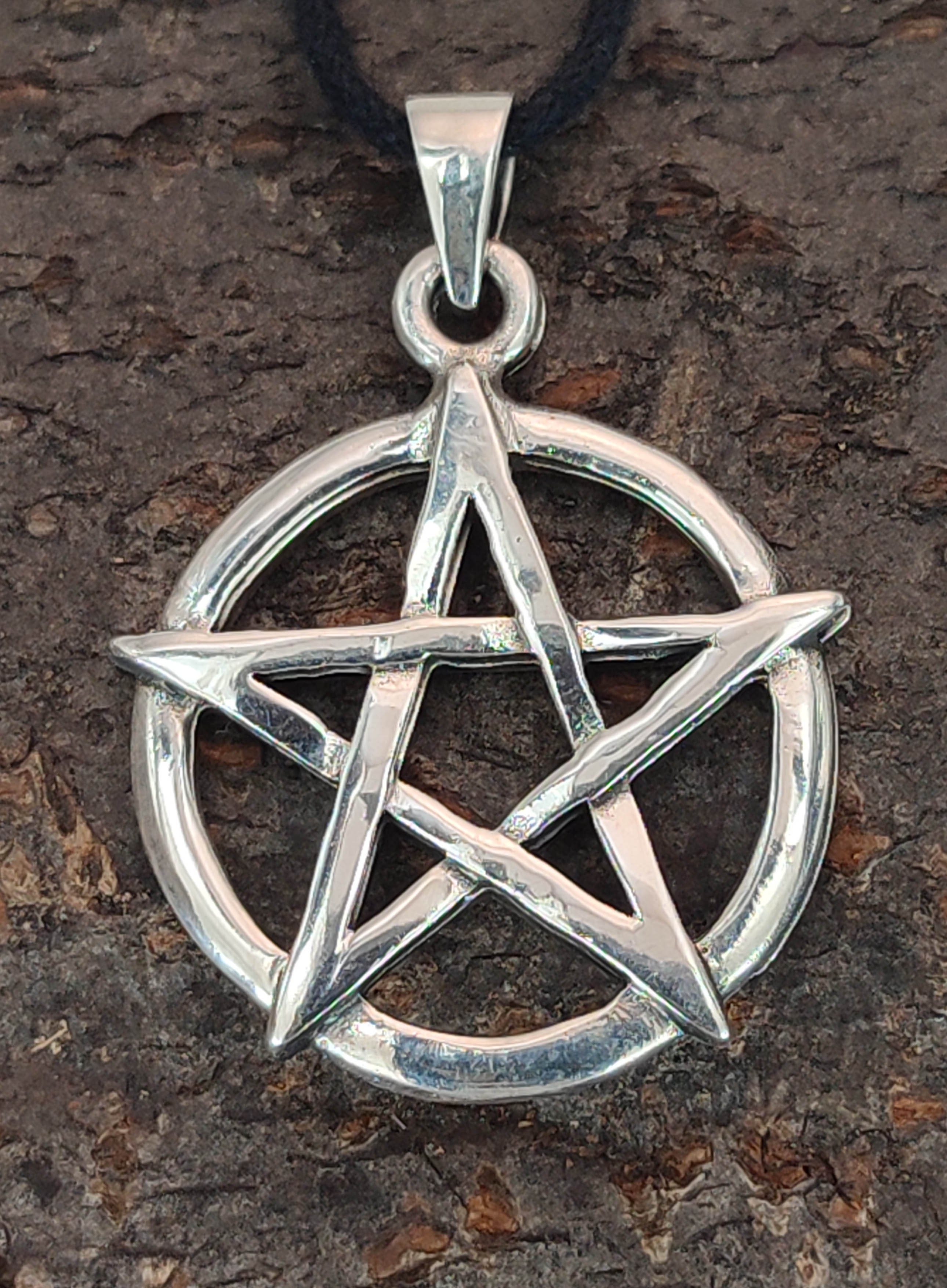 Kiss of Leather Silber Pentagram weiße Magie Schutz Kettenanhänger Pentagramm Wicca Zauber Anhänger 925