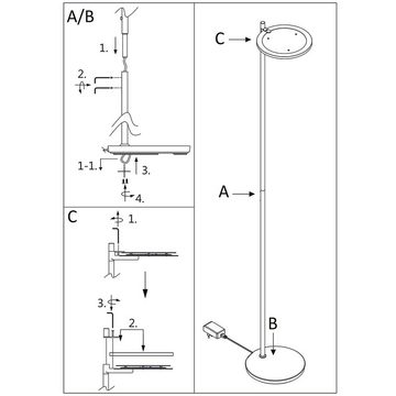 Steinhauer LIGHTING Deckenfluter, Stehleuchte Deckenfluter Wohnzimmerlampe LED Touch dimmbar Glas