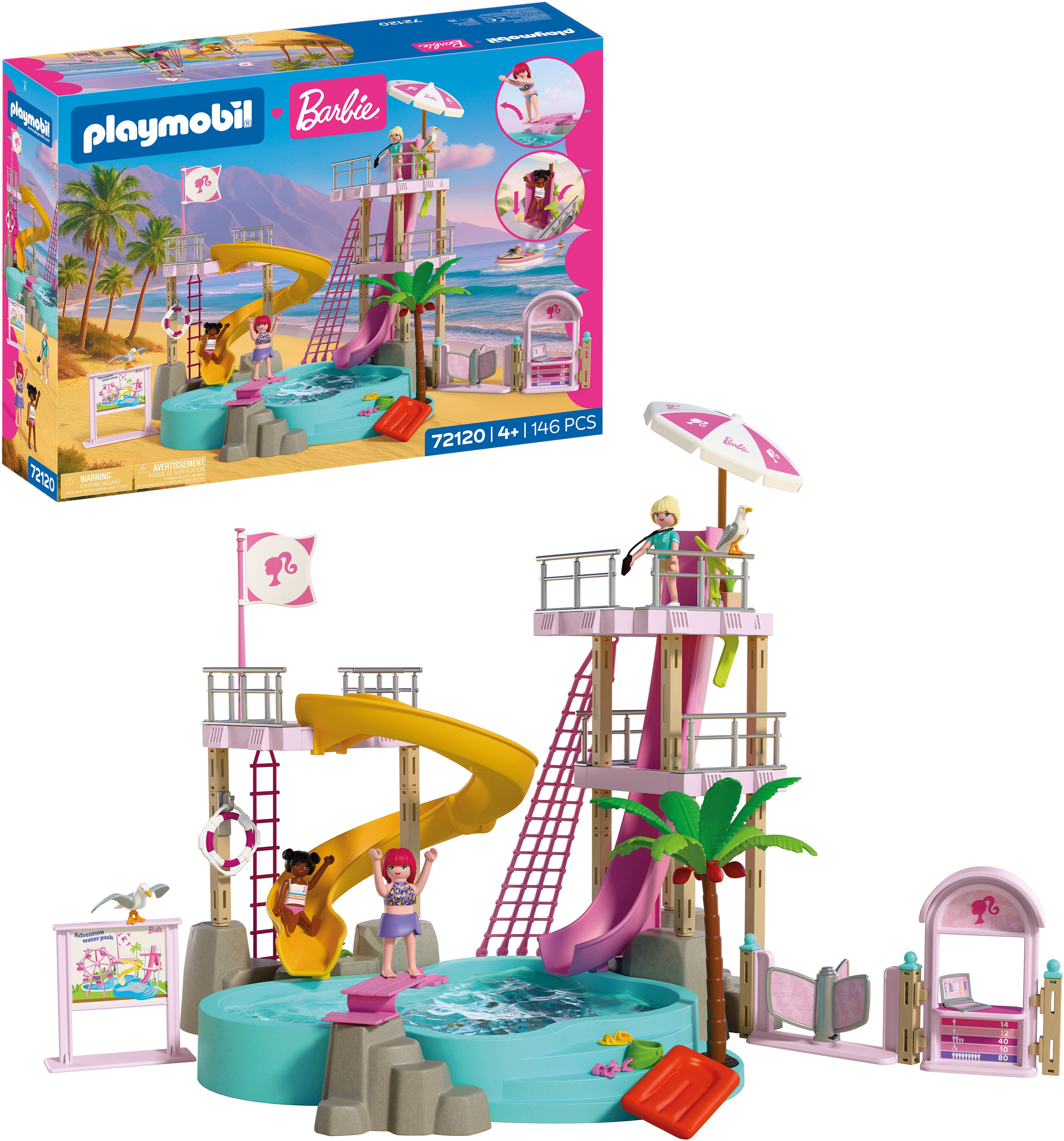 Playmobil® PLAYMOBIL x Barbie™ Wasserpark (72120), Barbie™ Konstruktions-Spielset, (146 St), Made in Europe