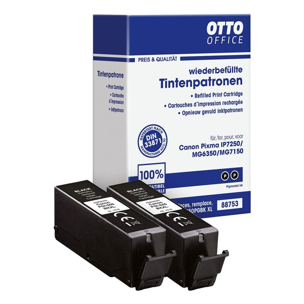 Otto Office PGI-550 PGBK XL Tintenpatrone (Doppelpack, 2-tlg., ersetzt Canon »PGI-550 PGBK XL«, schwarz)
